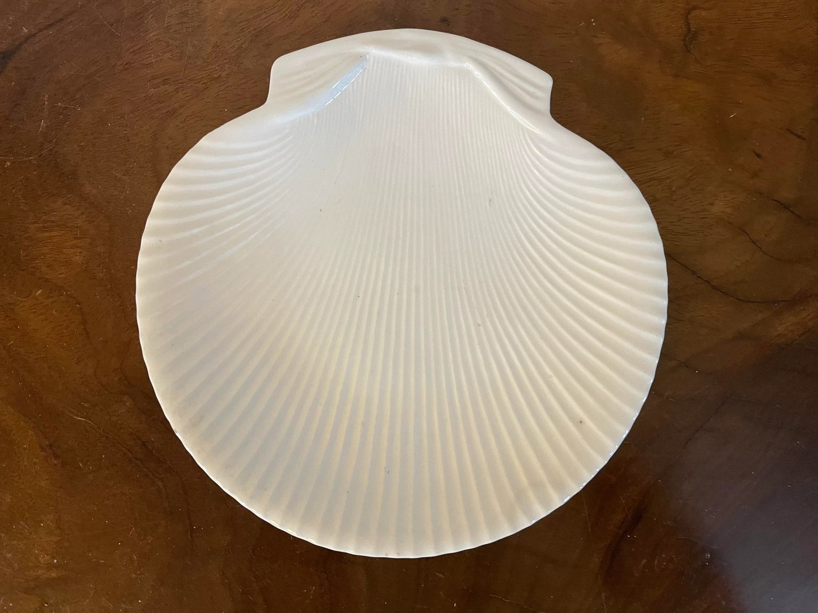 Antique French Porcelain Scallop Sea Shell Plates in White Blanc De Chine Glaze- Set of 6 - 5