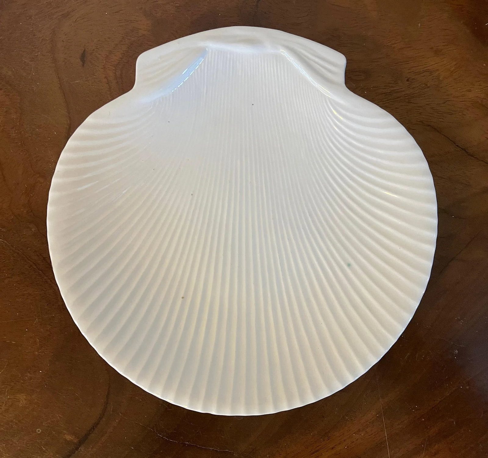 Antique French Porcelain Scallop Sea Shell Plates in White Blanc De Chine Glaze- Set of 6 - 6