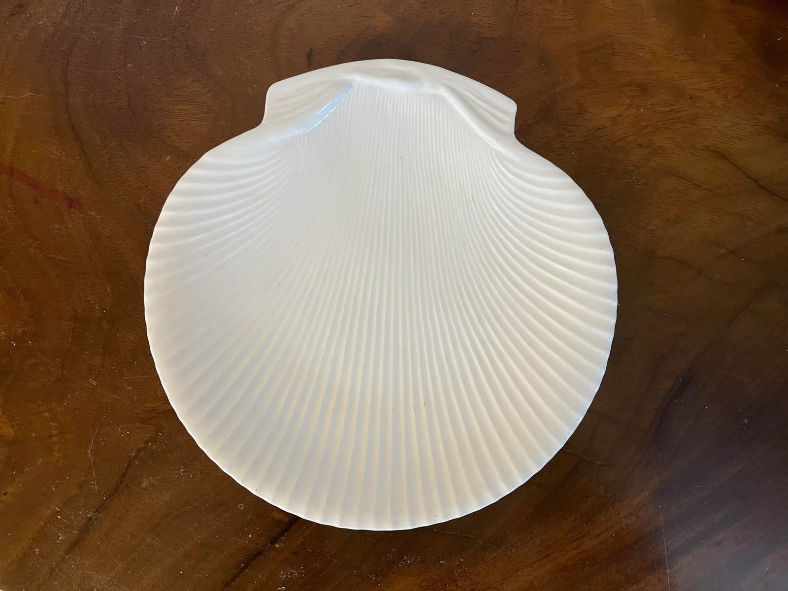 Antique French Porcelain Scallop Sea Shell Plates in White Blanc De Chine Glaze- Set of 6 - 8