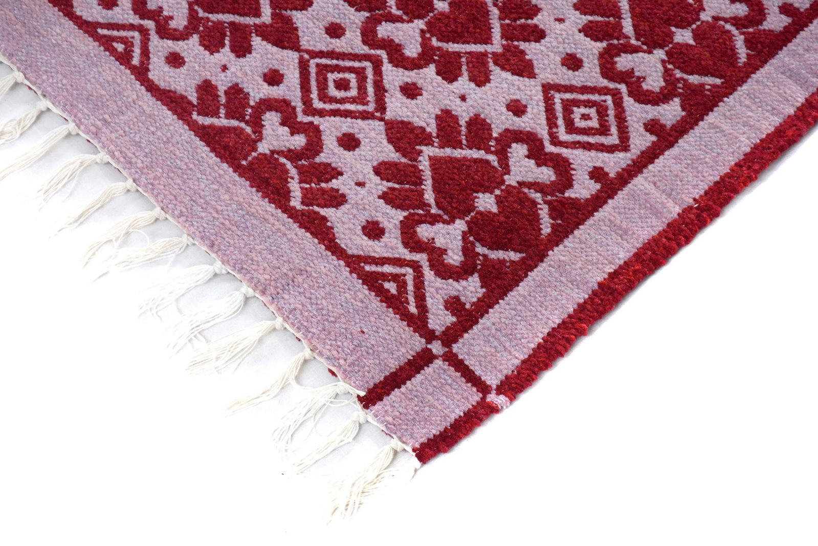 1990s Double-Sided Arya Pink/Pink Chenille Rug - 3'10" X 5'10" - 4