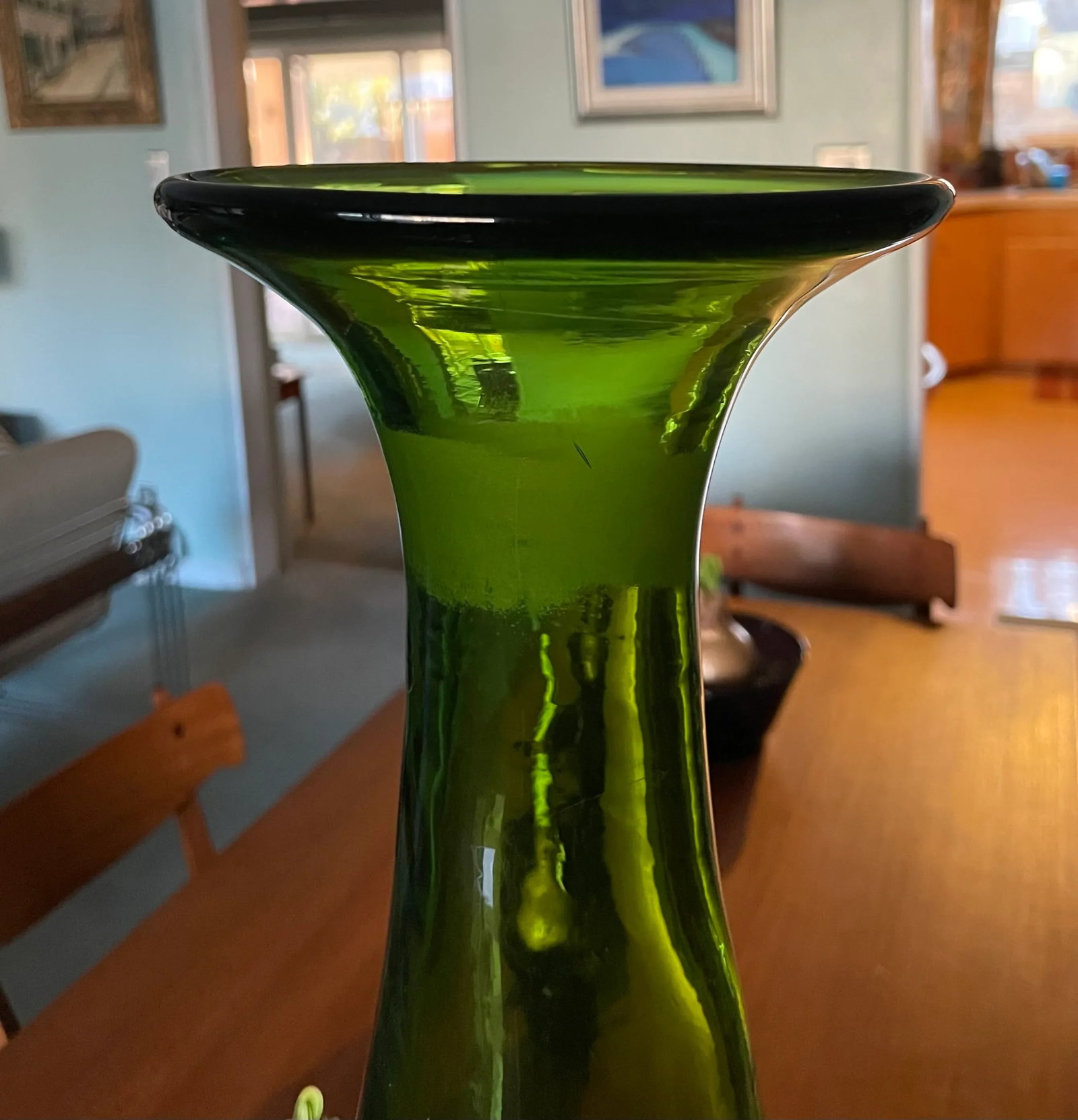 Extra Large Mid Century Blenko Glass Bottle - 4