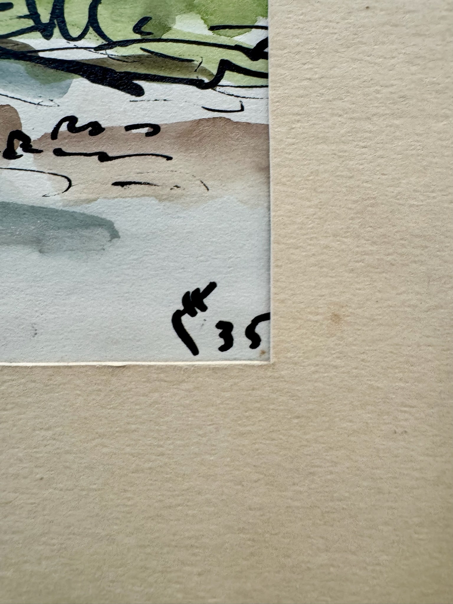 Henry Emil Salloch Original Watercolor on Paper Country Church , 1935. - 4