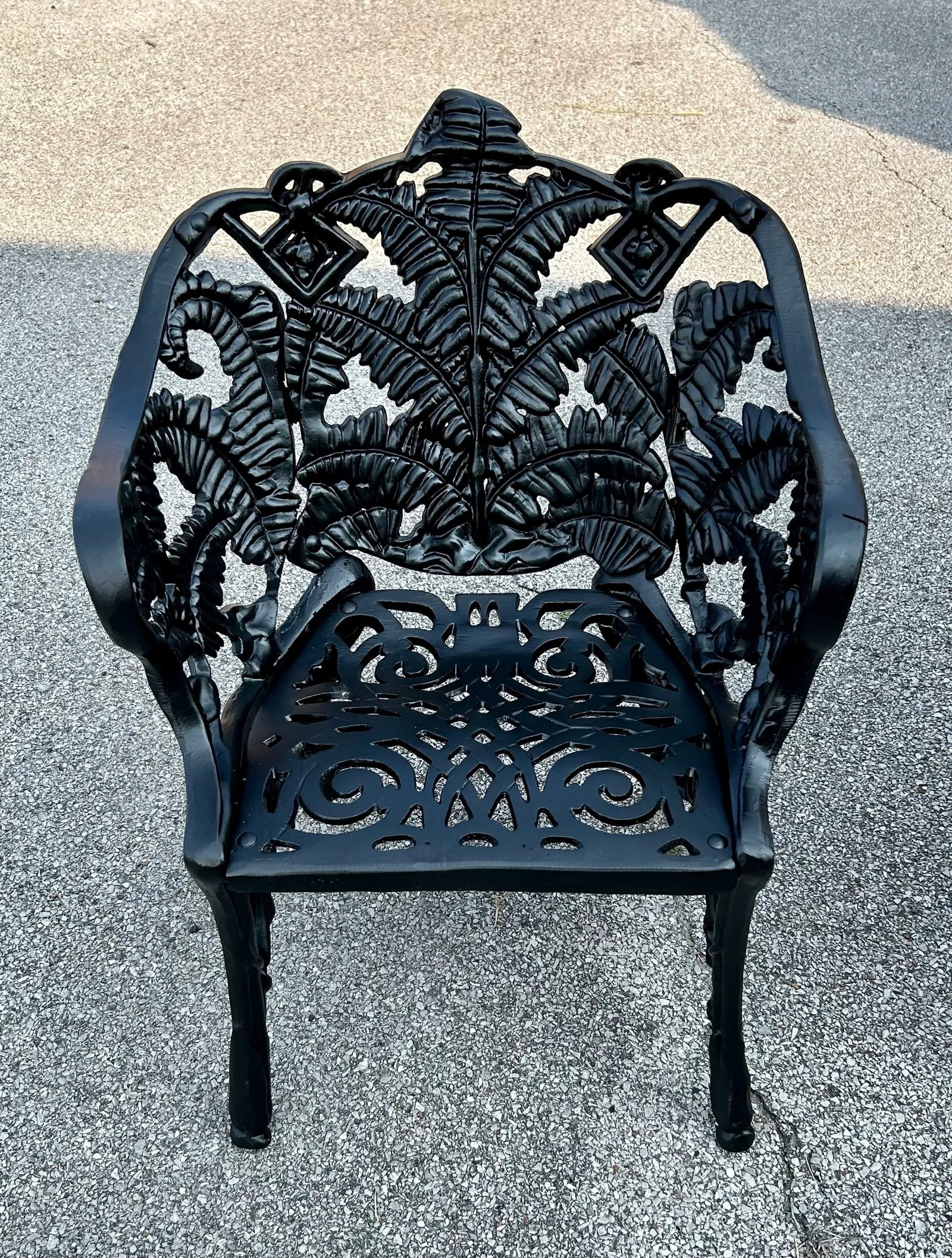 Vintage Stuart Iron Works Style Ornate Cast Iron Garden Bench & Chairs, 3 Pieces - 10