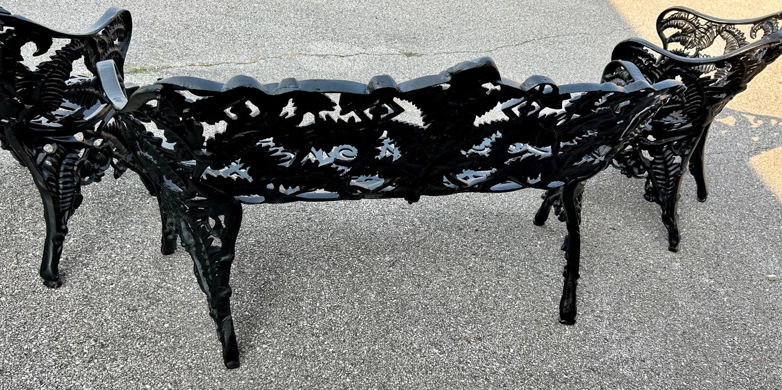 Vintage Stuart Iron Works Style Ornate Cast Iron Garden Bench & Chairs, 3 Pieces - 4