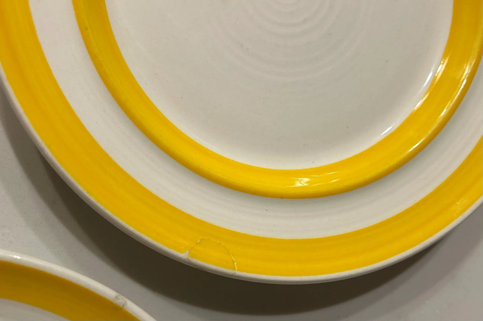 Vintage Yellow Striped Stoneware Plates Metlox Pottery- Set of 5 - 9