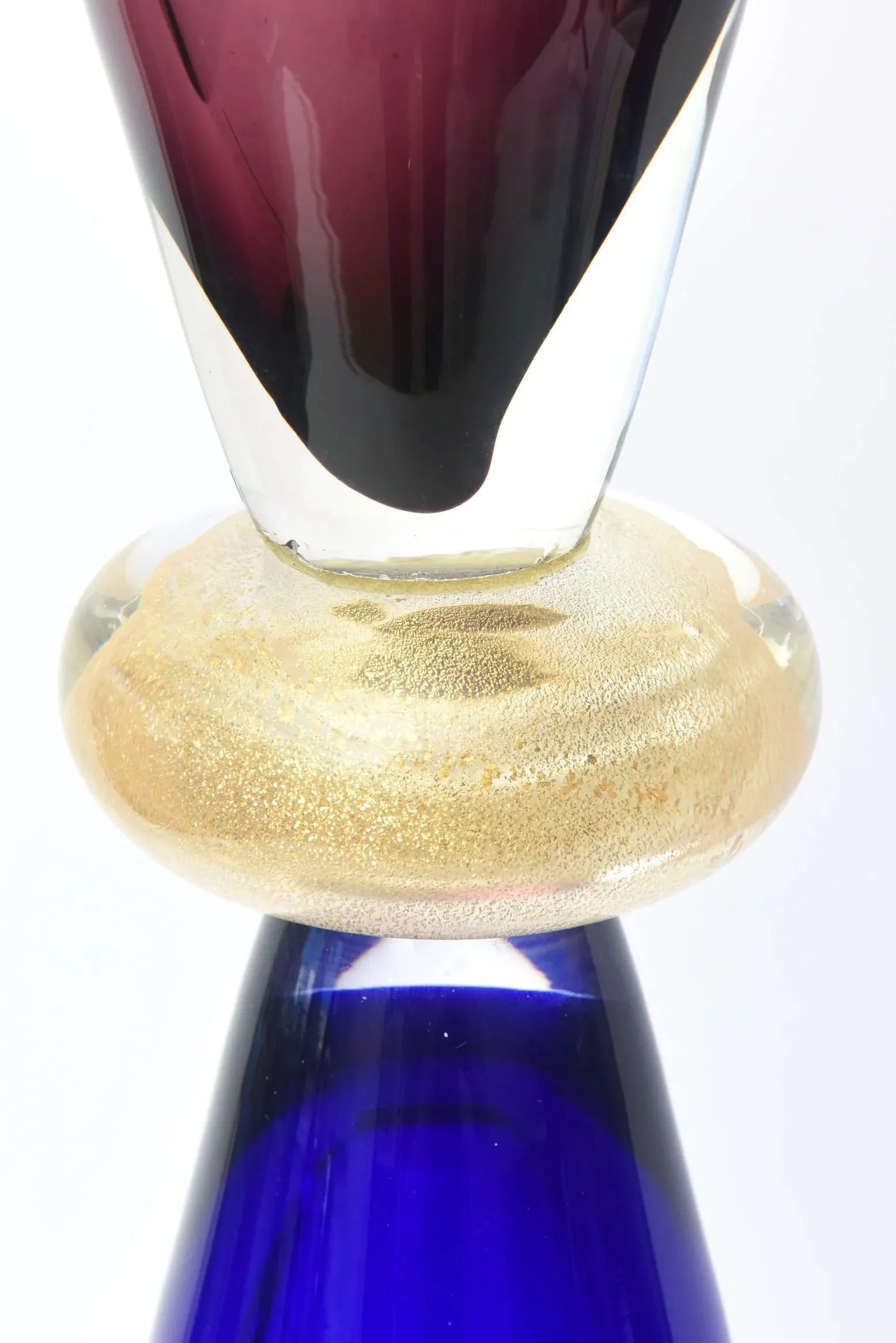 Vintage Seguso for Oggetti Monumental Murano Italian Glass Sculptures or Vases Pair of Purple, Royal - 8