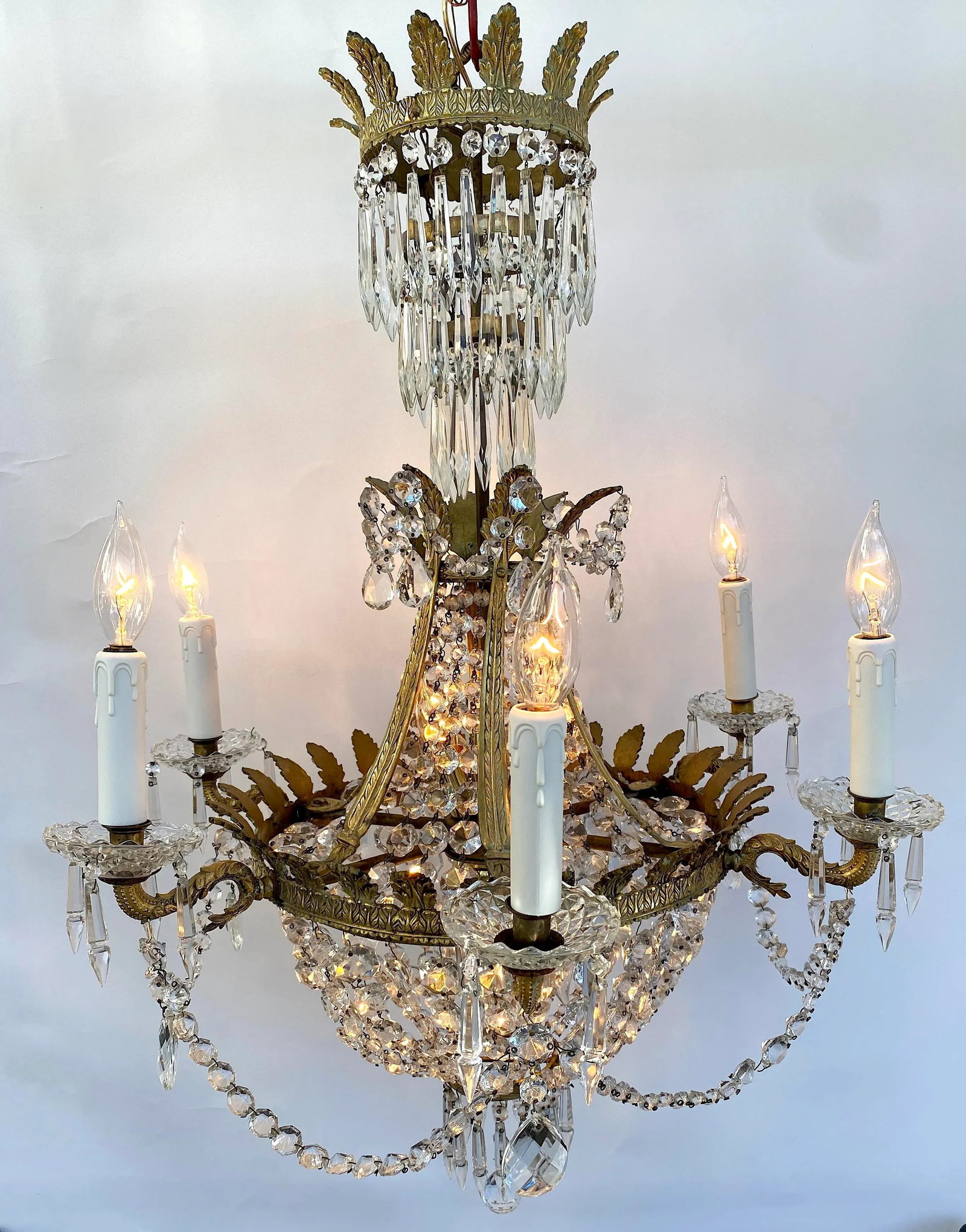 19th Century French Empire Gilt Bronze & Crystal Chandelier - 2