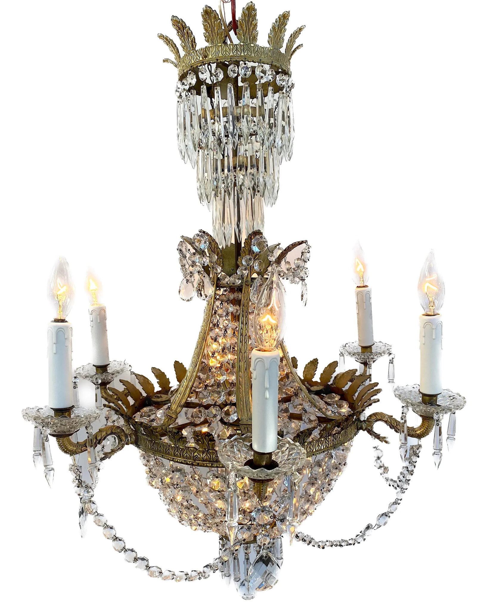 19th Century French Empire Gilt Bronze & Crystal Chandelier - 3
