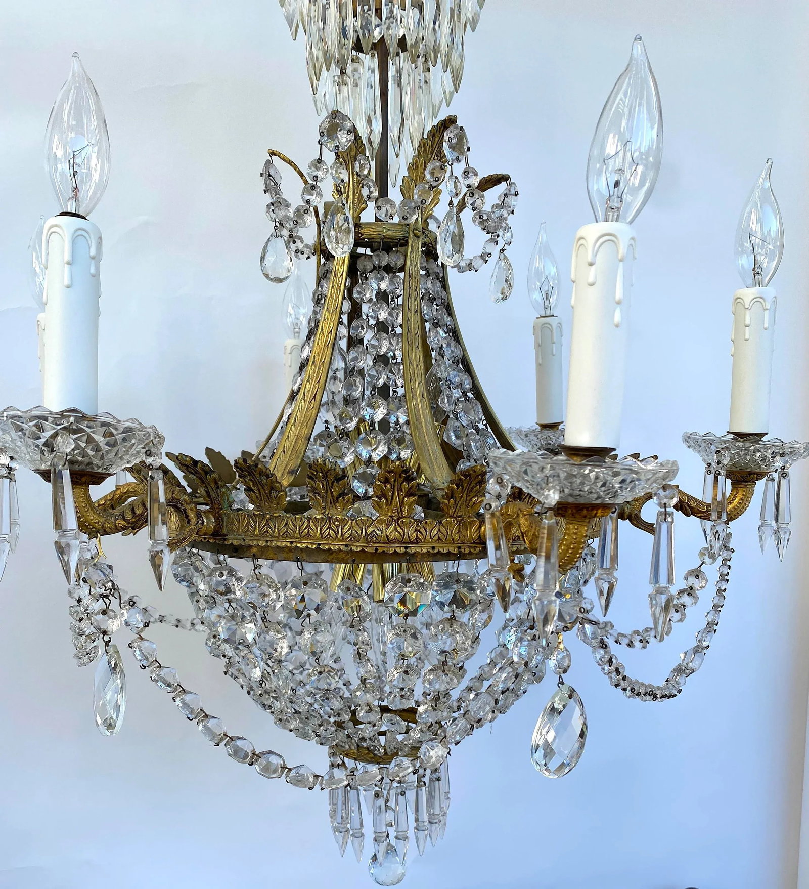 19th Century French Empire Gilt Bronze & Crystal Chandelier - 4