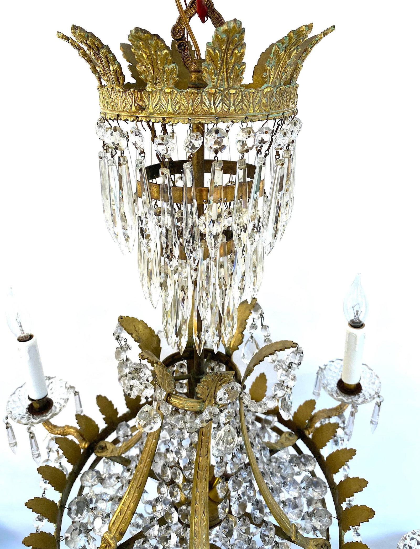 19th Century French Empire Gilt Bronze & Crystal Chandelier - 6