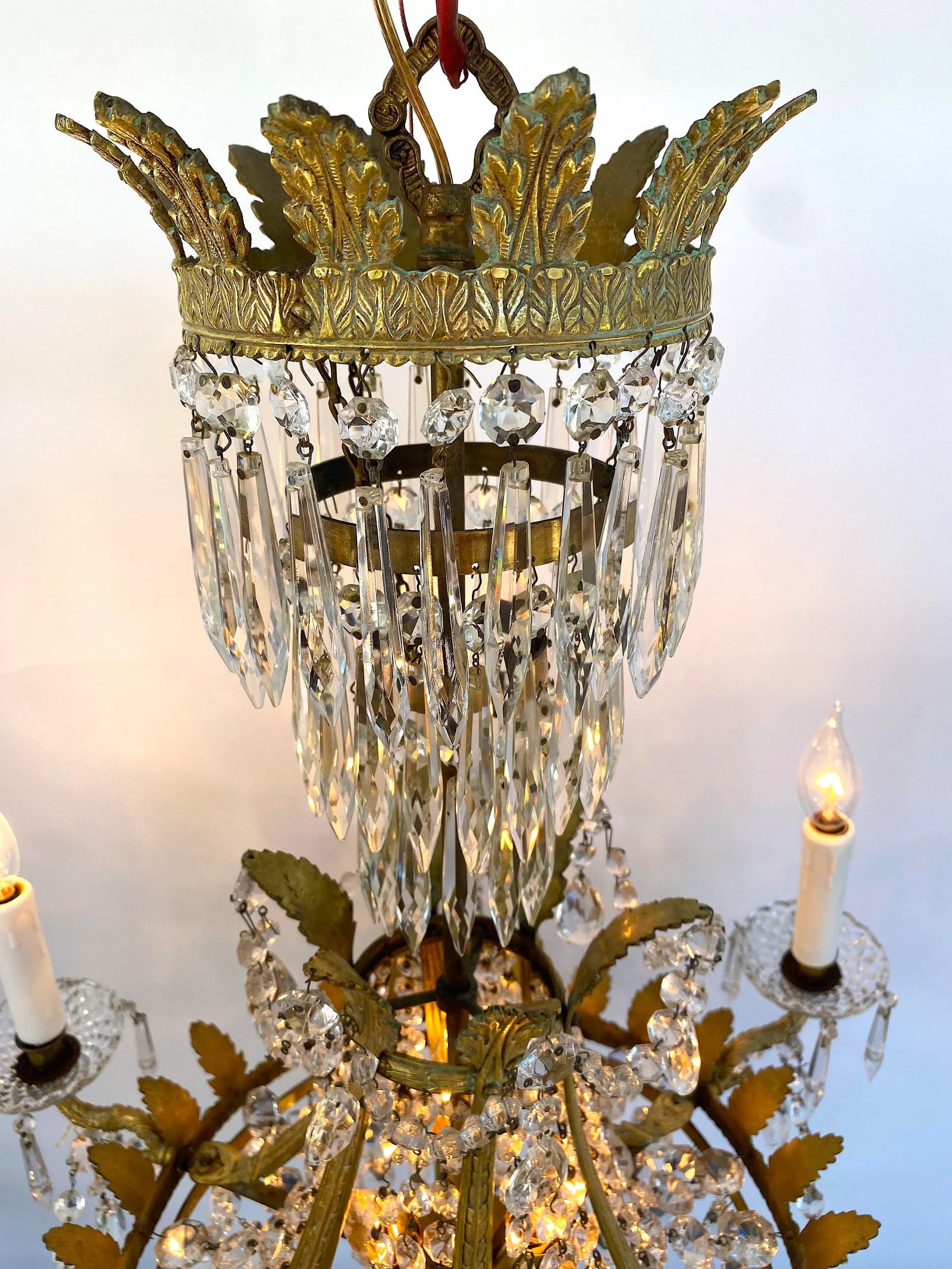 19th Century French Empire Gilt Bronze & Crystal Chandelier - 7