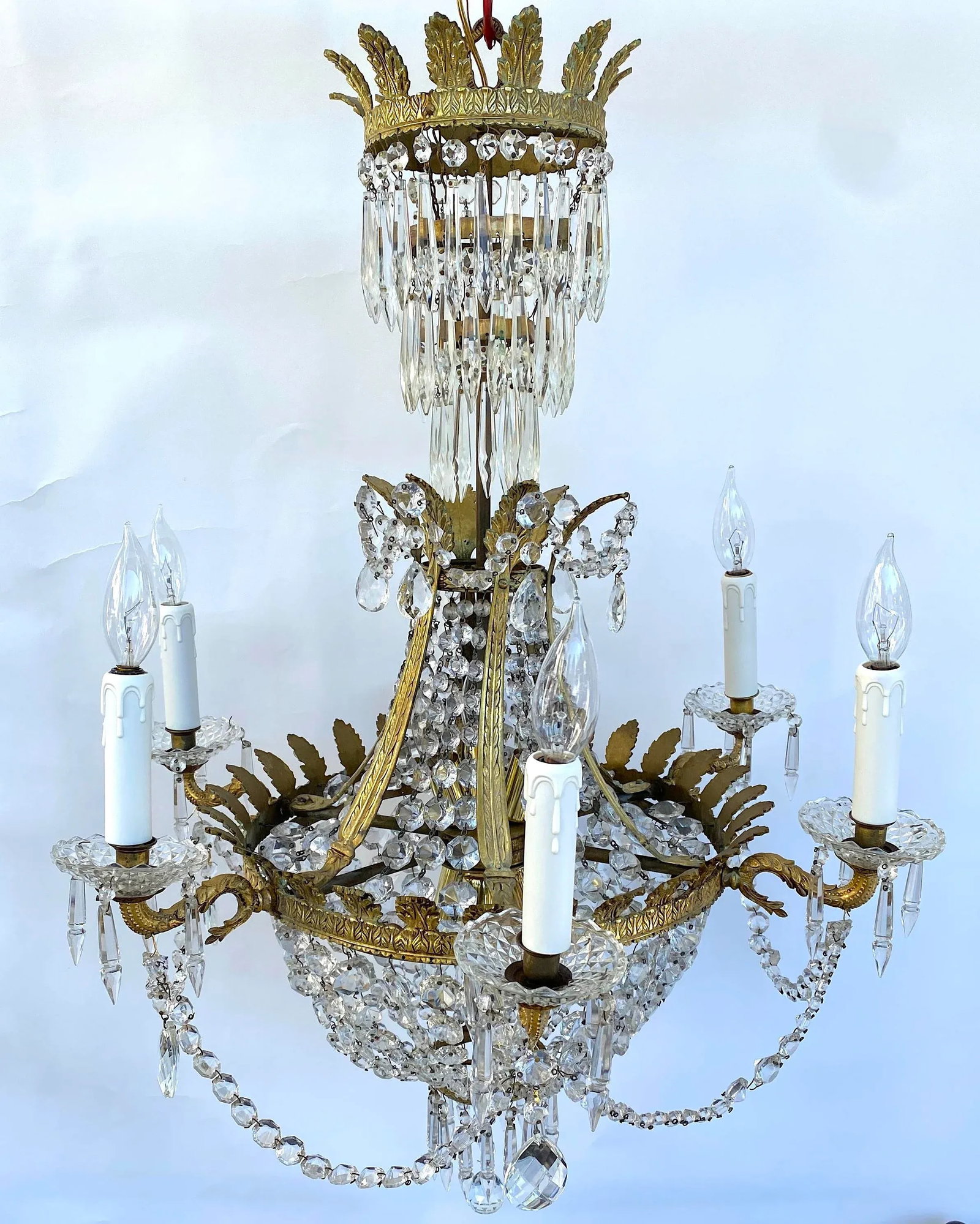 19th Century French Empire Gilt Bronze & Crystal Chandelier - 9