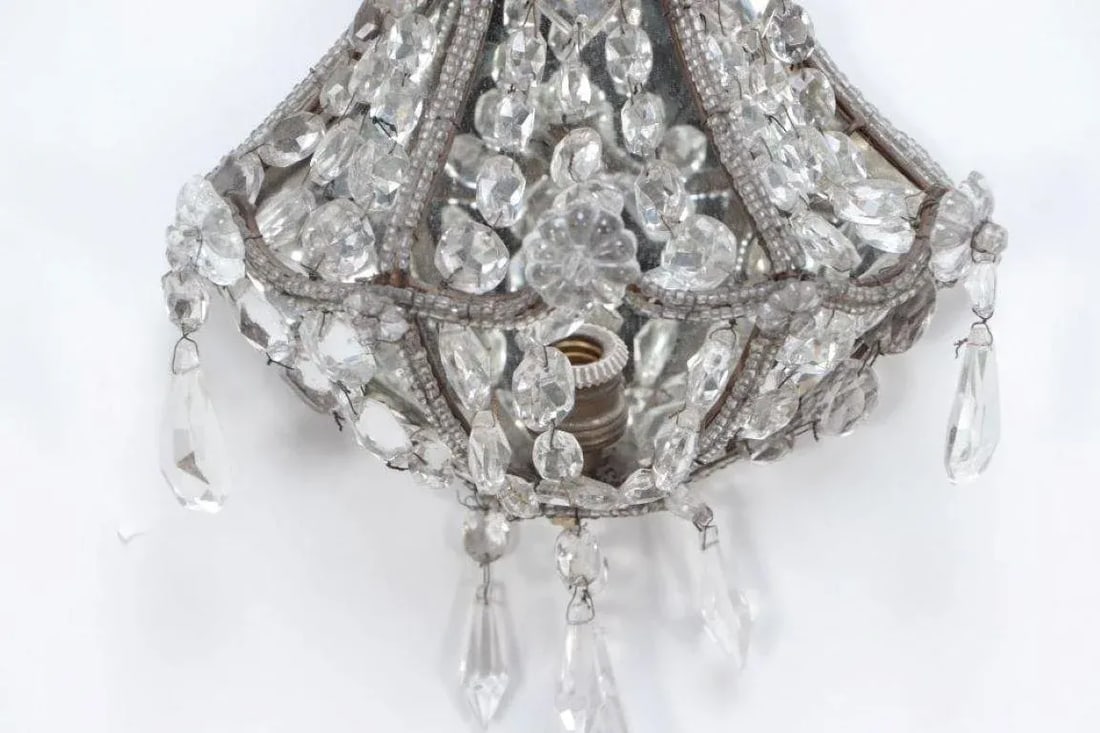 A Pair of Crystal Wall Sconces in the Manner of Jansen Circa 1940 - 4