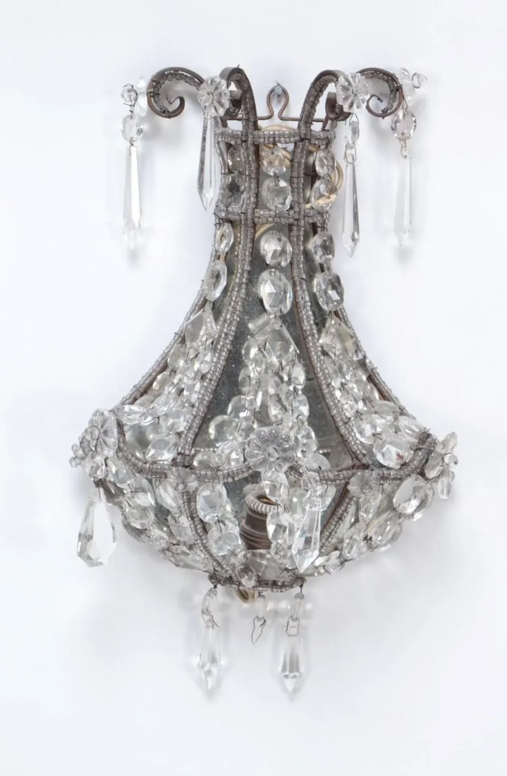 A Pair of Crystal Wall Sconces in the Manner of Jansen Circa 1940 - 5