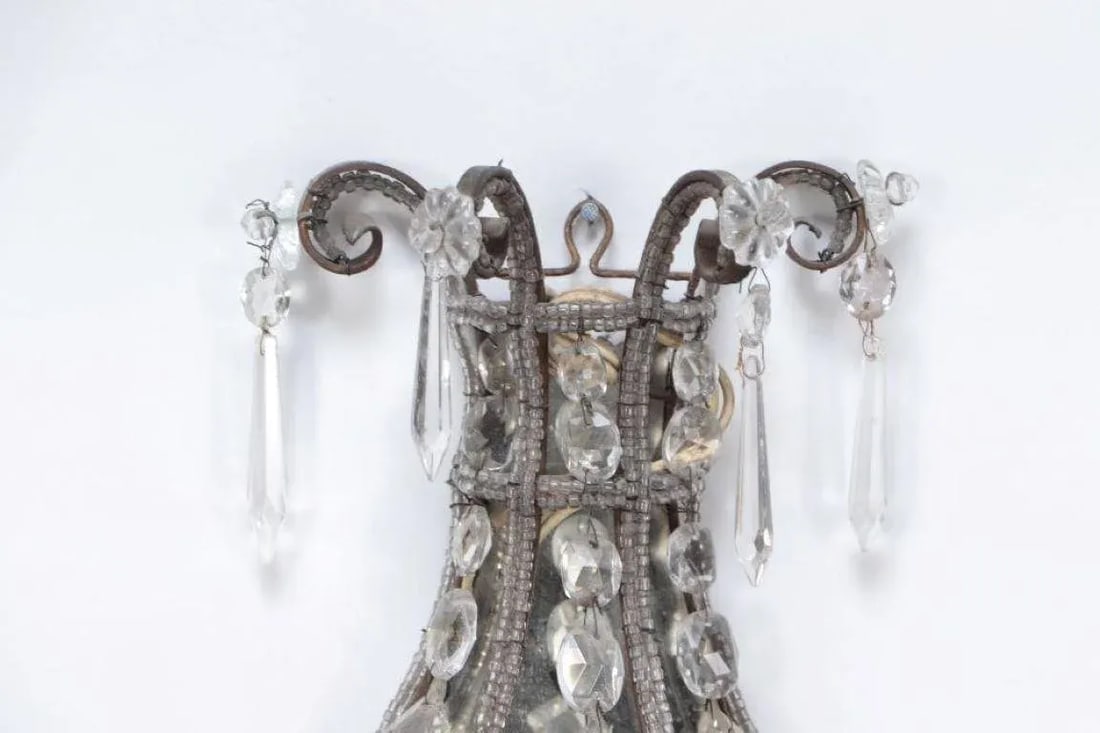 A Pair of Crystal Wall Sconces in the Manner of Jansen Circa 1940 - 6