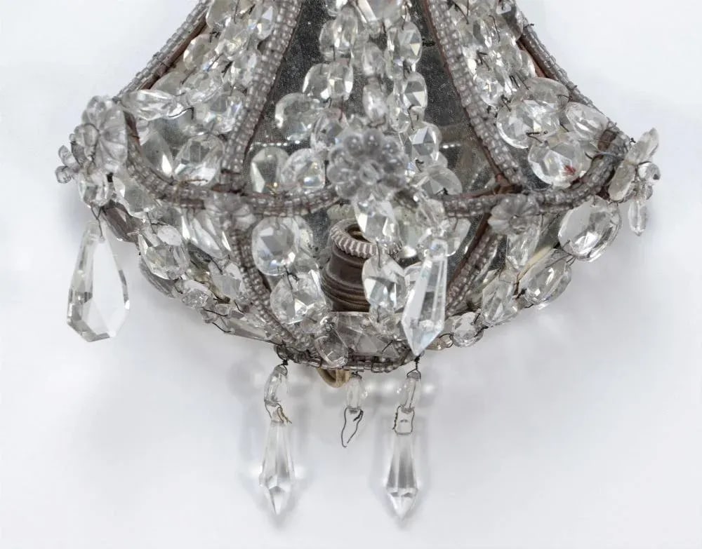 A Pair of Crystal Wall Sconces in the Manner of Jansen Circa 1940 - 7