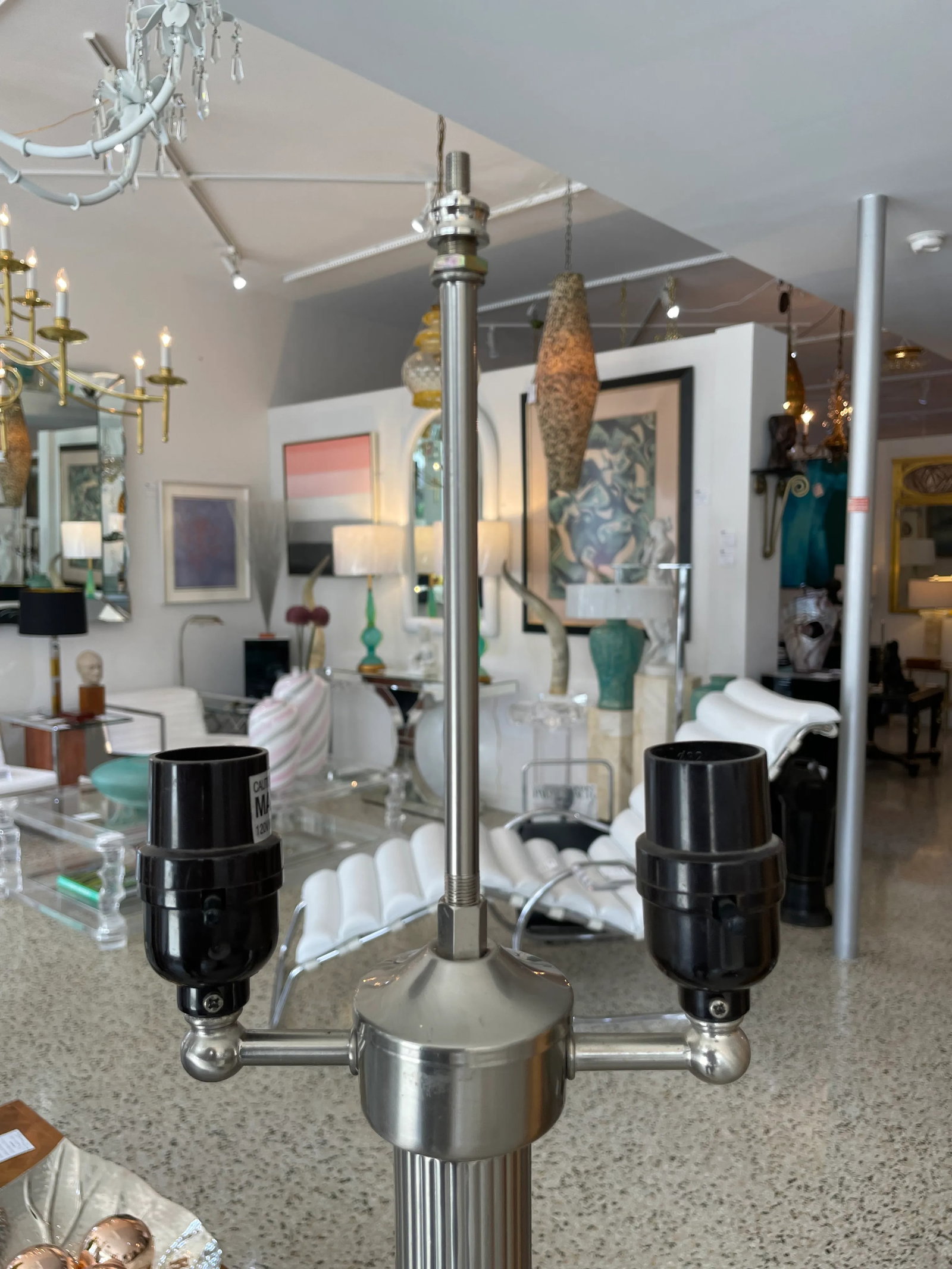 1990s Ralph Lauren Style Floor Lamps Art Deco Machine Age - a Pair - 5
