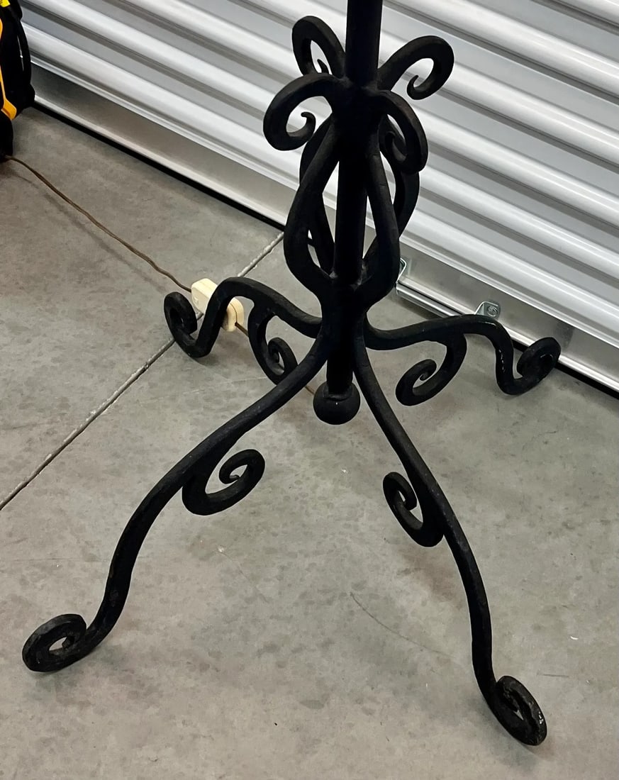 Late 19th Century Revival Medieval French Gothic Cathedral Forged Iron Electrified Floor Candelabra - 3