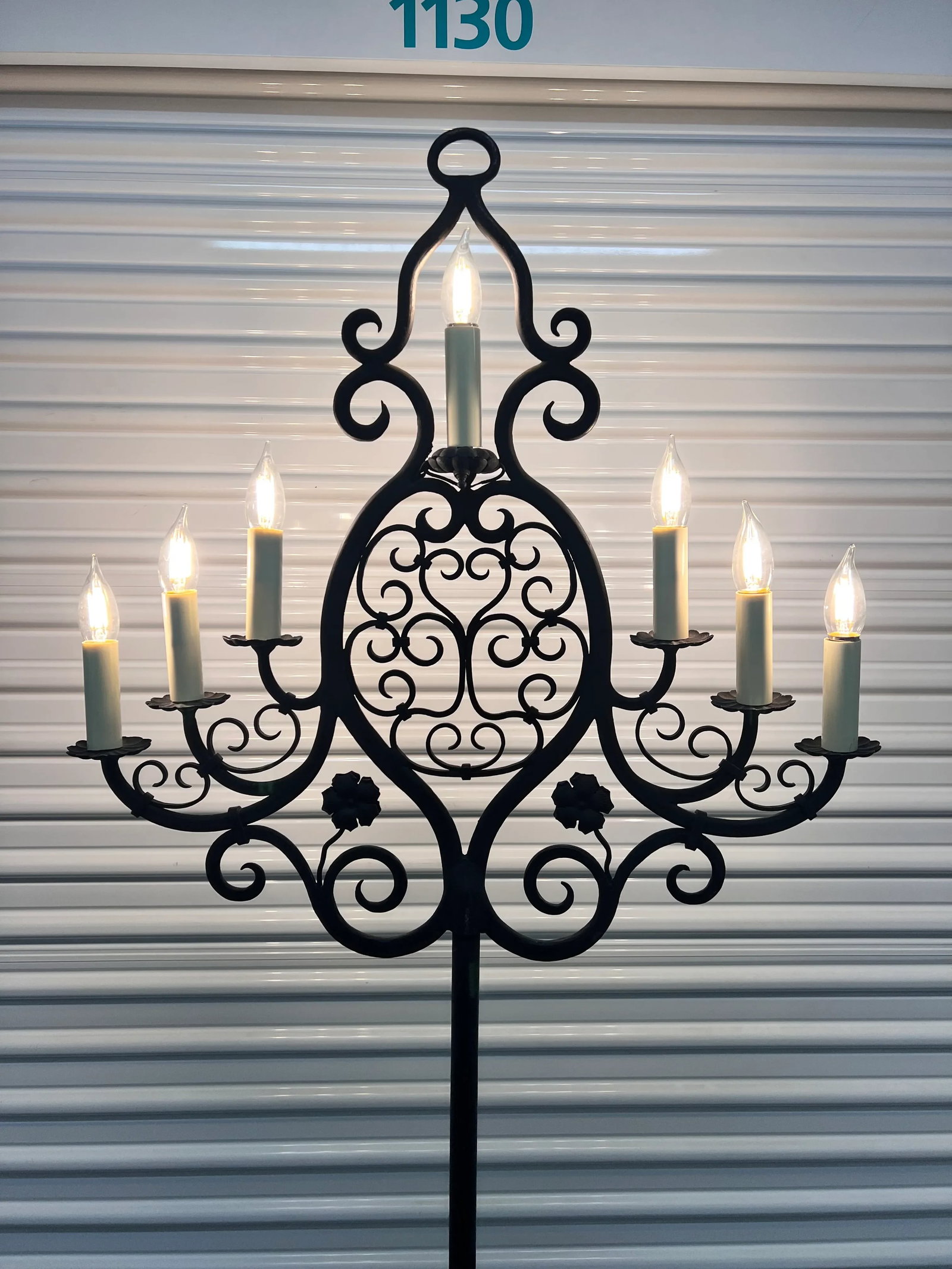Late 19th Century Revival Medieval French Gothic Cathedral Forged Iron Electrified Floor Candelabra - 7