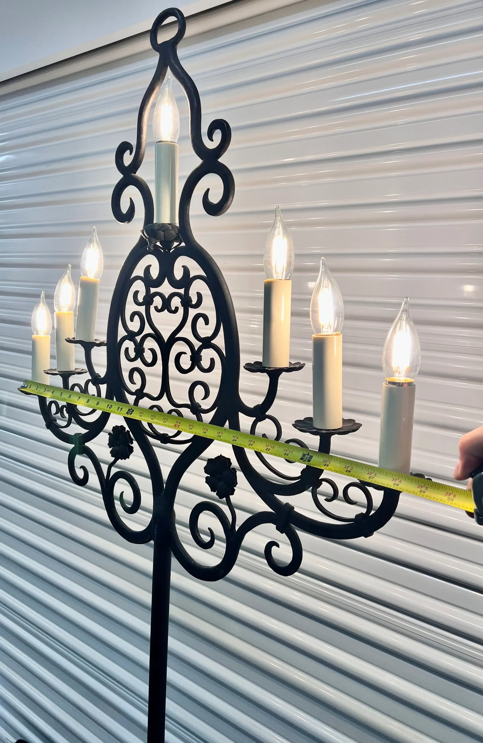 Late 19th Century Revival Medieval French Gothic Cathedral Forged Iron Electrified Floor Candelabra - 9