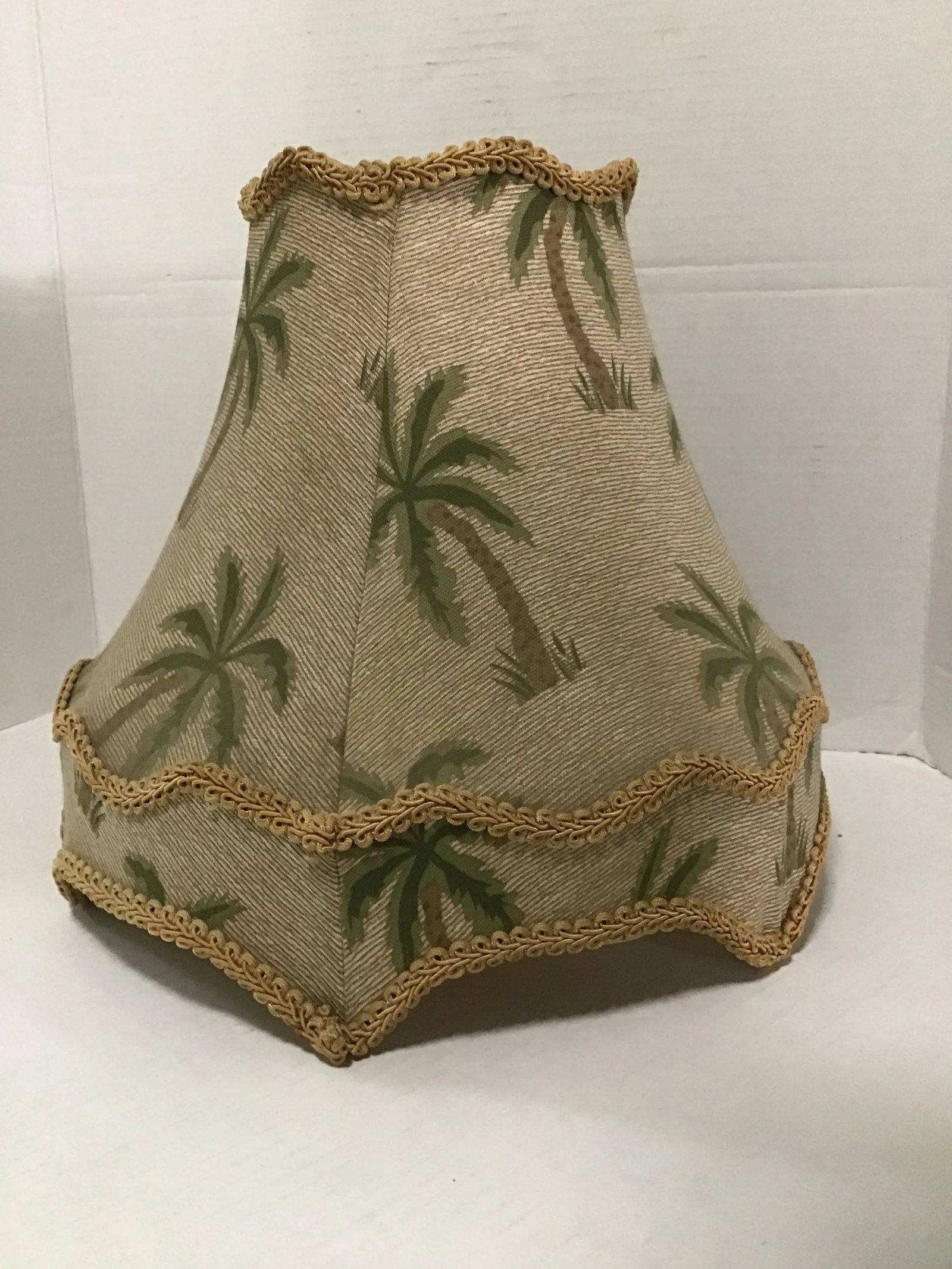 Mid 20th Century Mario Lopez Style Palm Beach Table Lamp Silk Shade - 2