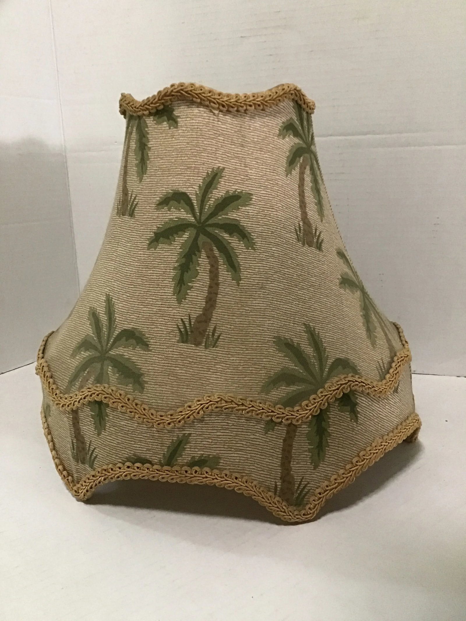 Mid 20th Century Mario Lopez Style Palm Beach Table Lamp Silk Shade - 3