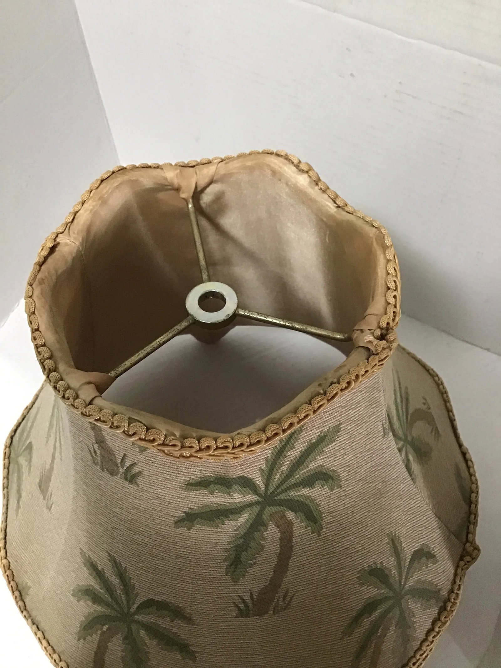 Mid 20th Century Mario Lopez Style Palm Beach Table Lamp Silk Shade - 5