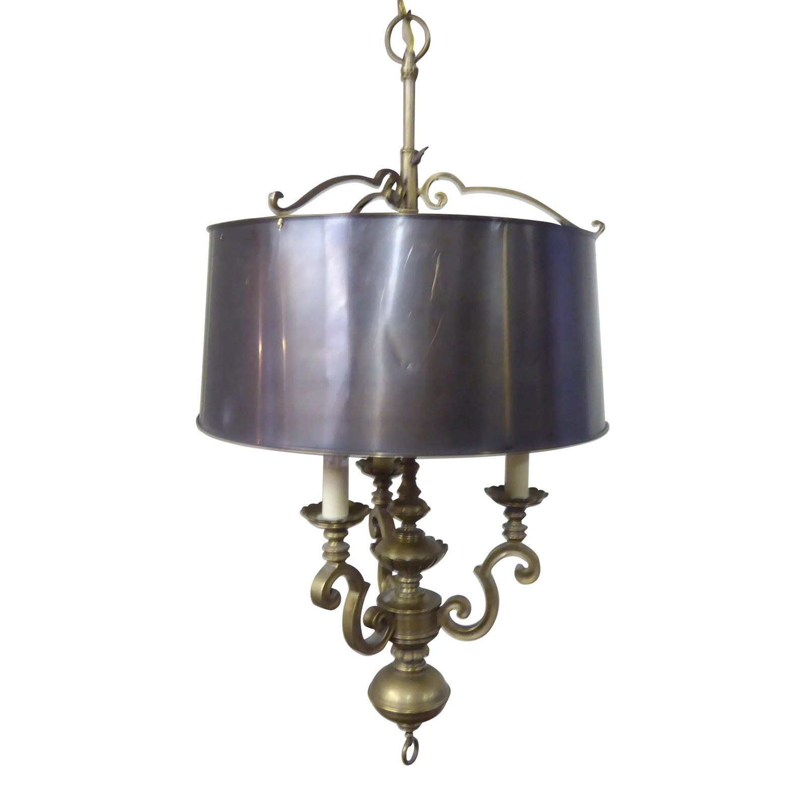Vintage Brass Chandelier With Tole Shade (1 of 6)