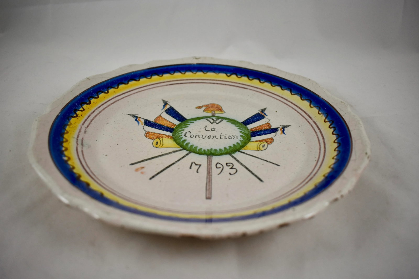 18th C. Nevers French Revolution Tin-Glazed Dish - La Convention - 3