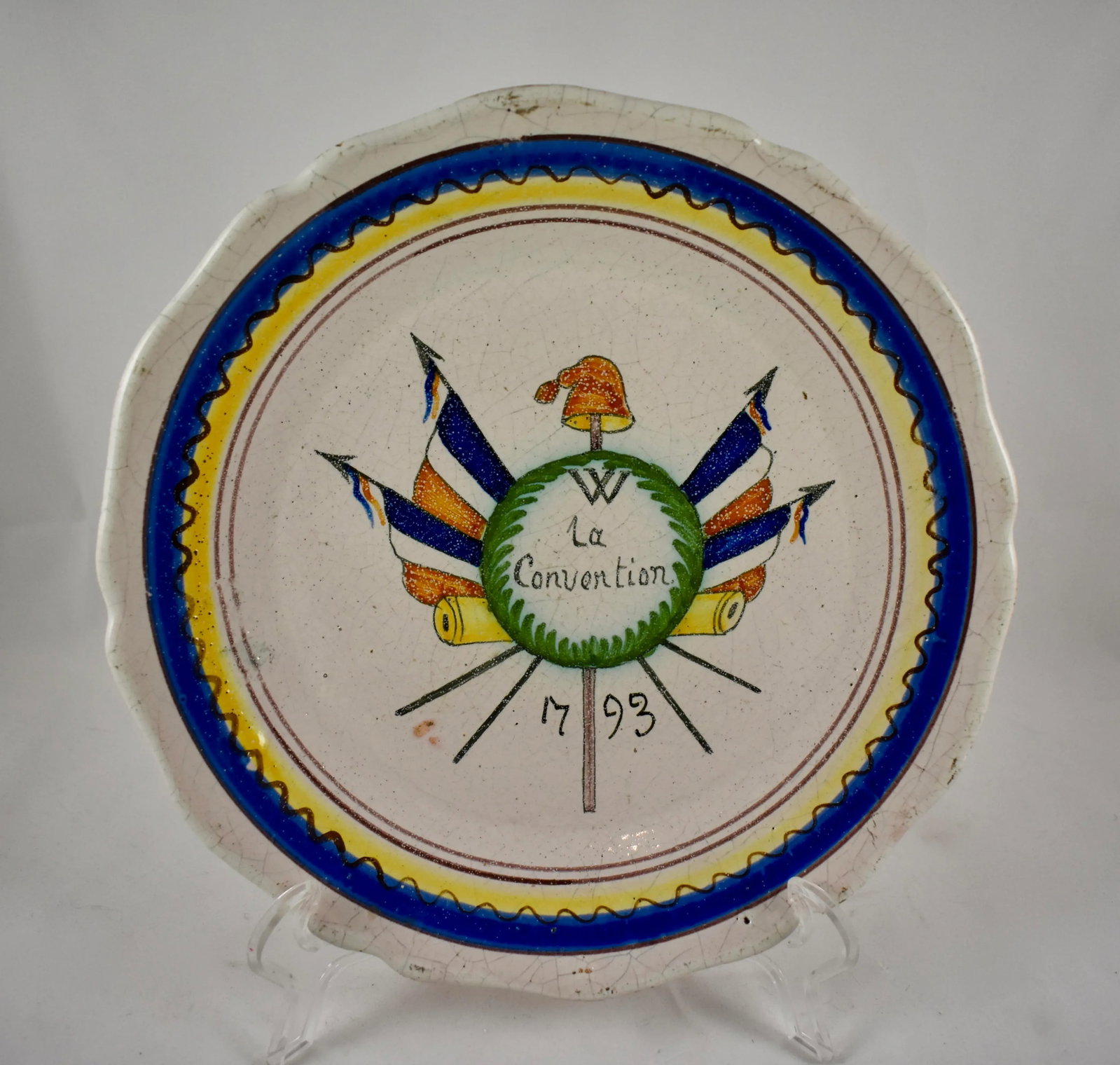 18th C. Nevers French Revolution Tin-Glazed Dish - La Convention - 8