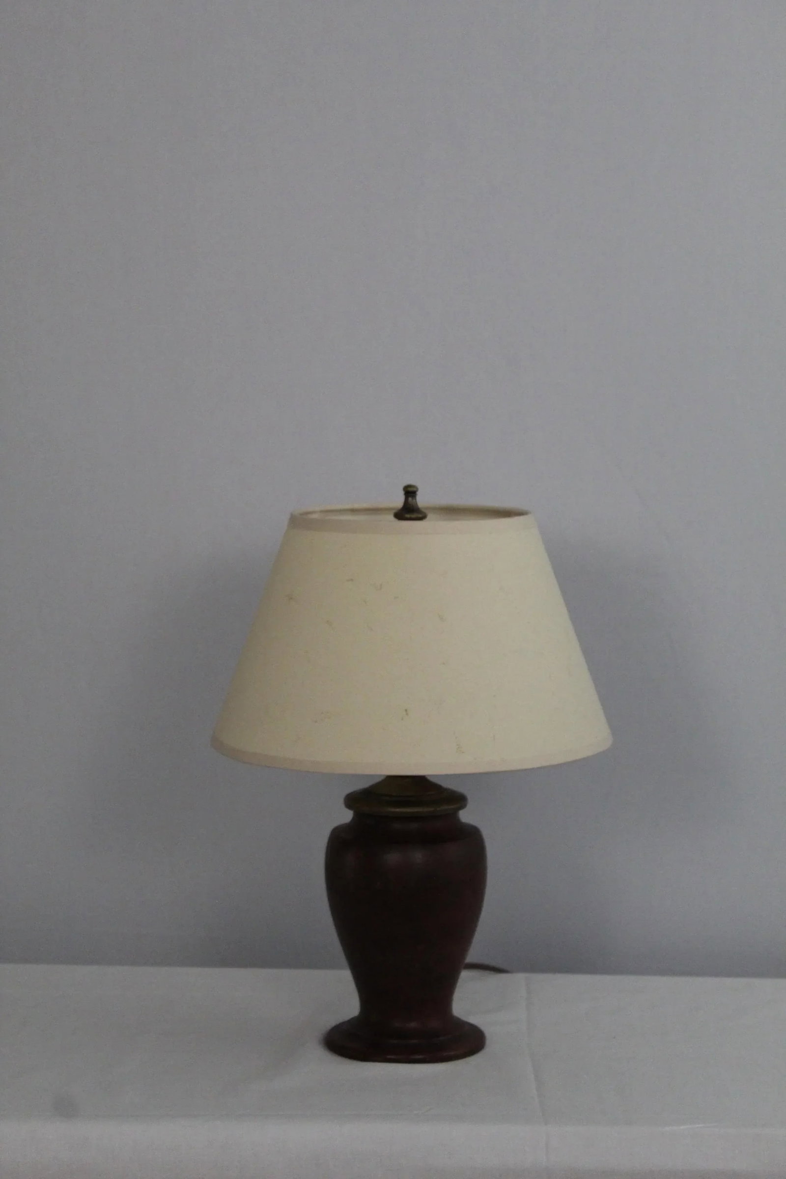 1930s Petite Burled Mahogany Turned Lamp - 3