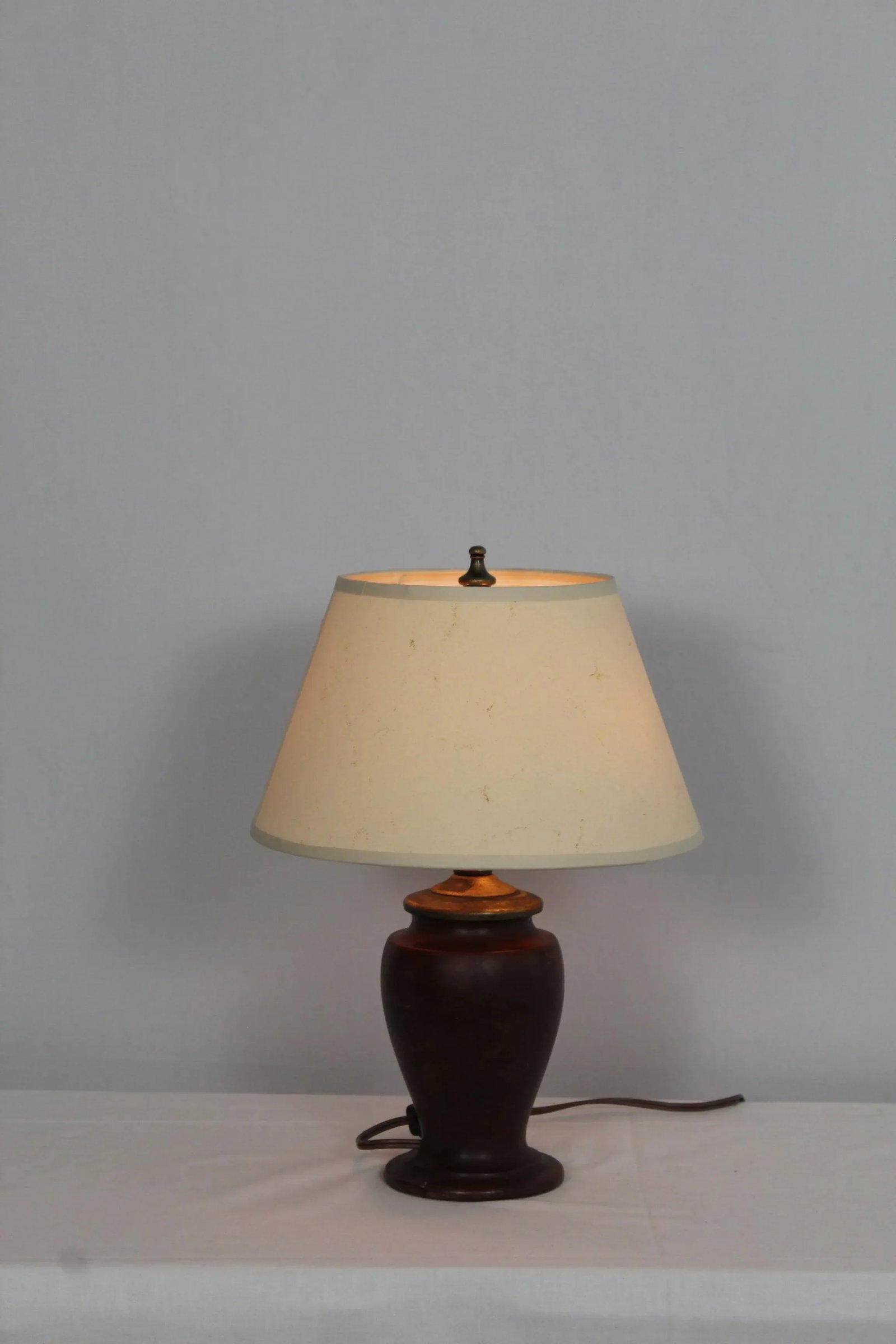 1930s Petite Burled Mahogany Turned Lamp - 6