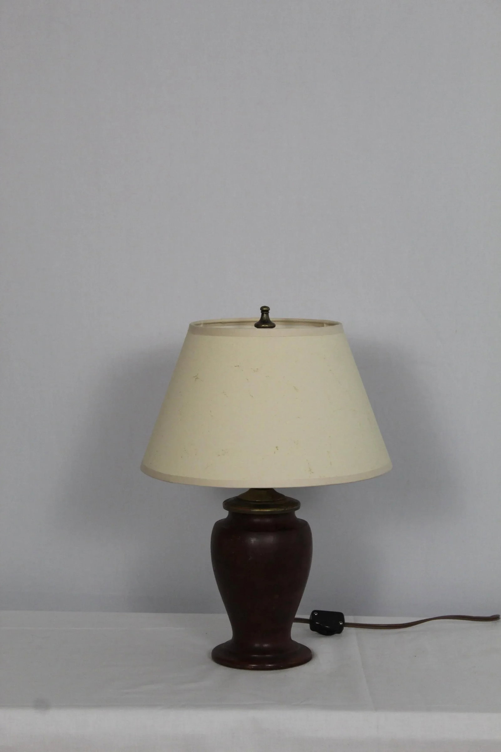 1930s Petite Burled Mahogany Turned Lamp - 8