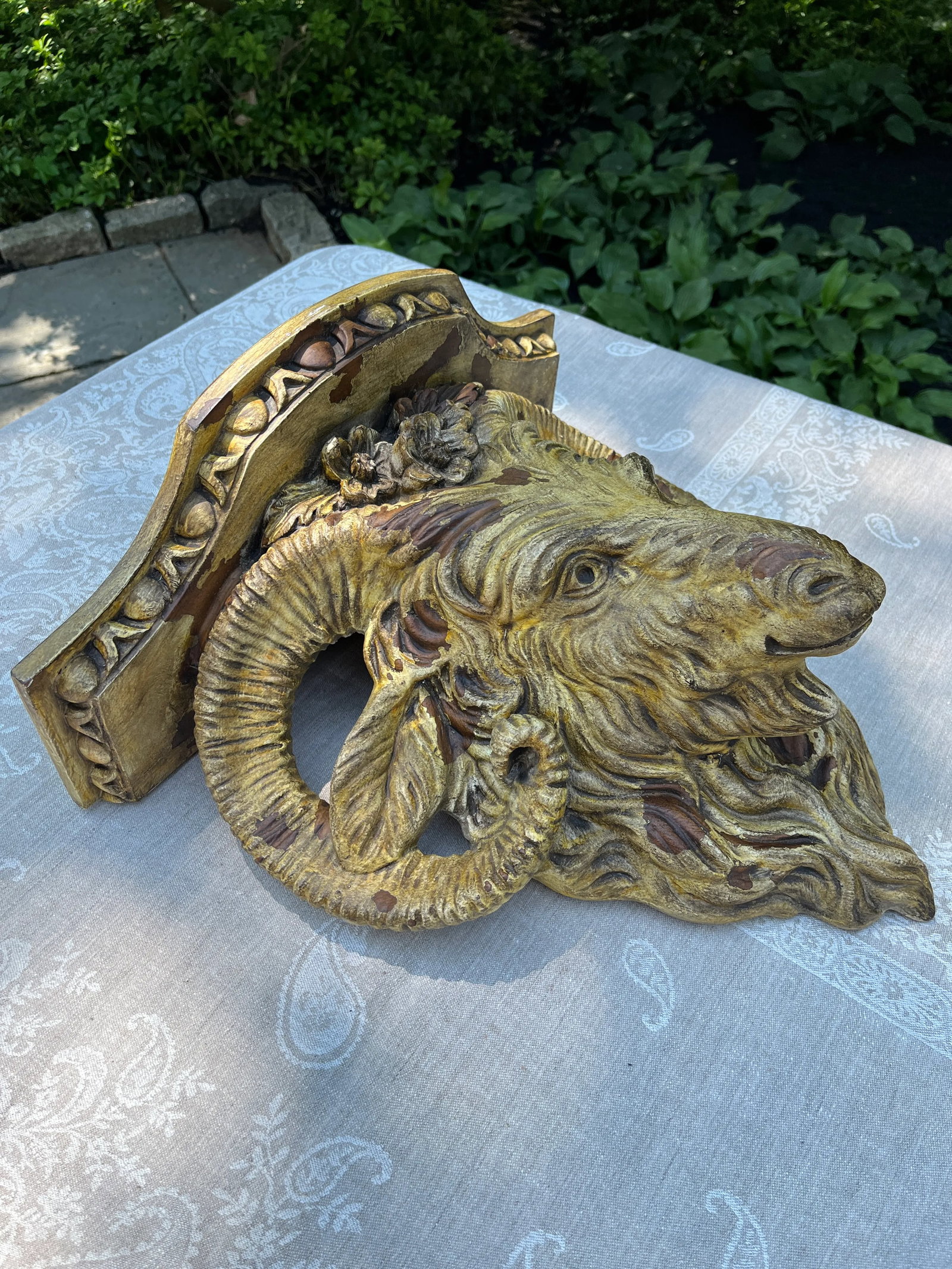 Late 20th Century Ornate Ram's Head Wall Shelf - 2
