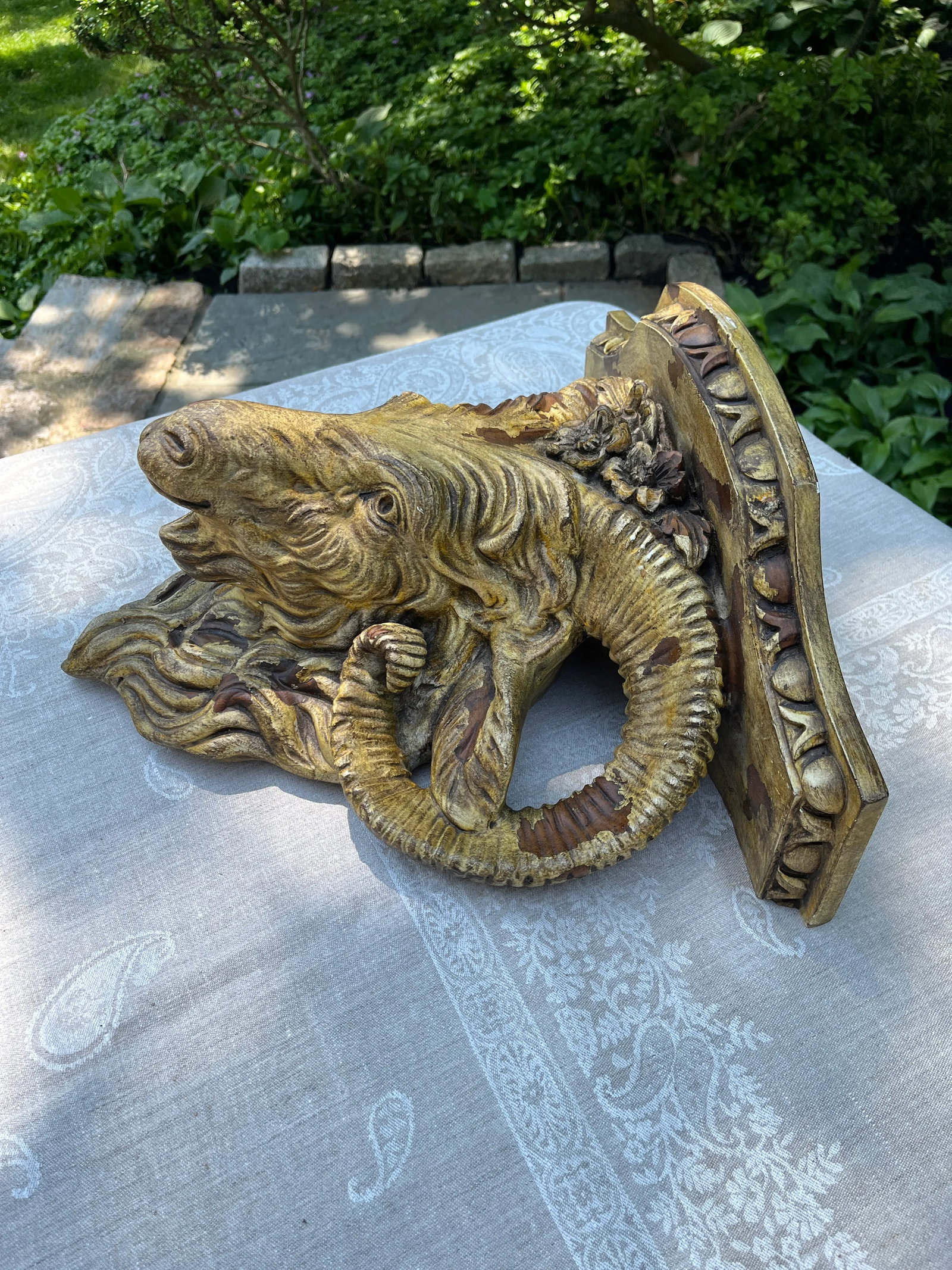 Late 20th Century Ornate Ram's Head Wall Shelf - 4