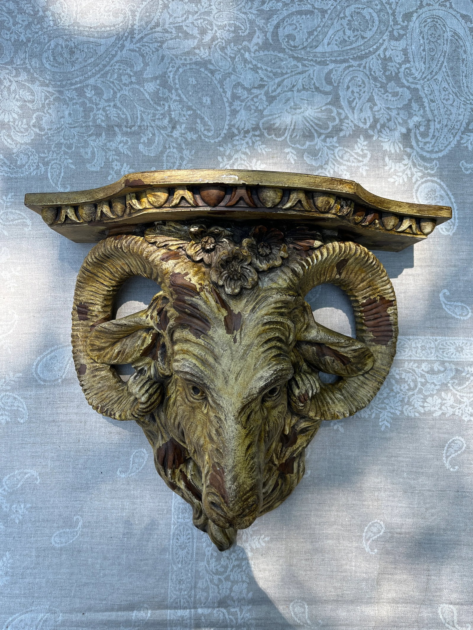 Late 20th Century Ornate Ram's Head Wall Shelf - 7