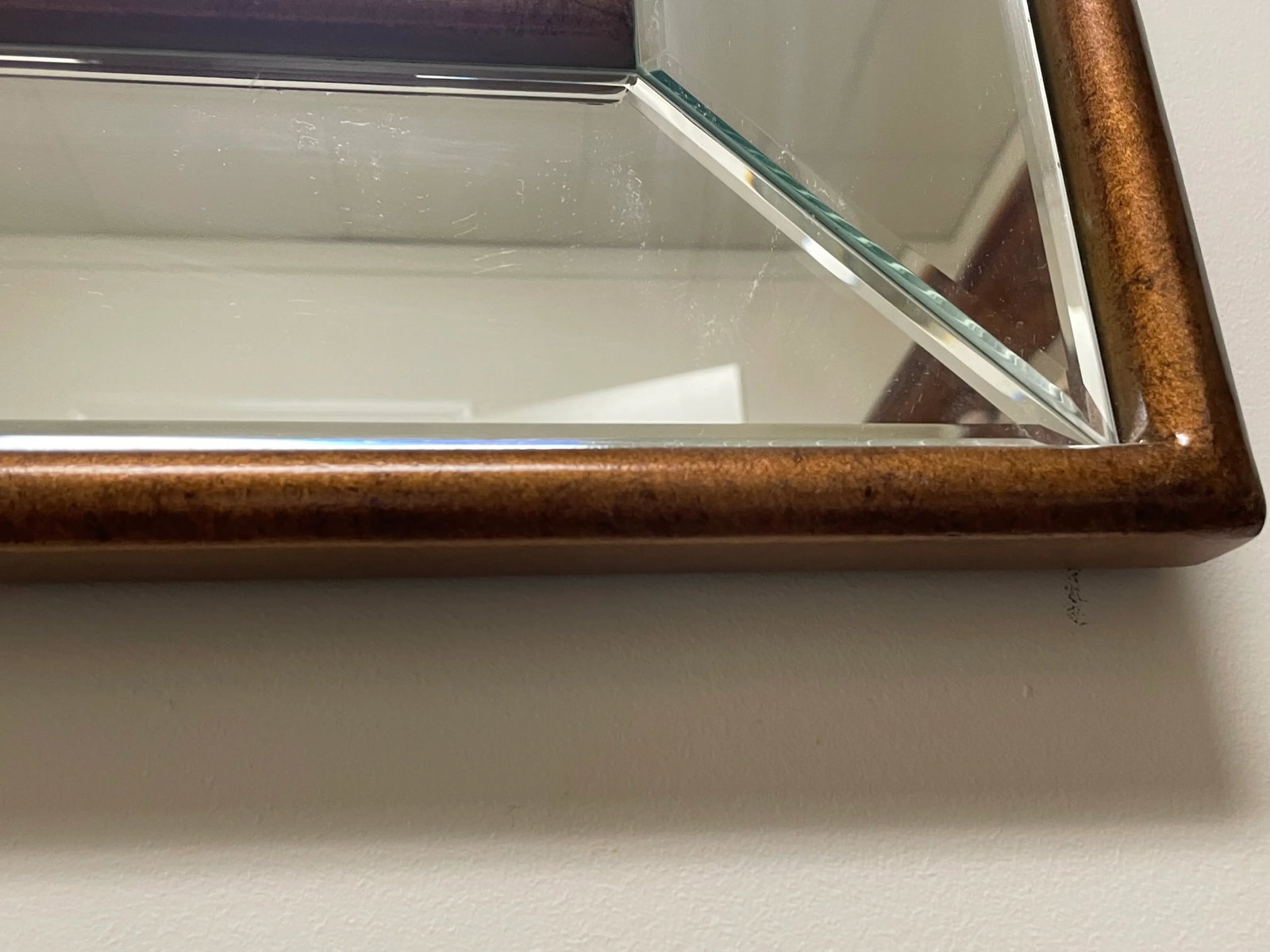 Late 20th Century Bevel on Bevel Mirror in Antique Brass Finish - 4