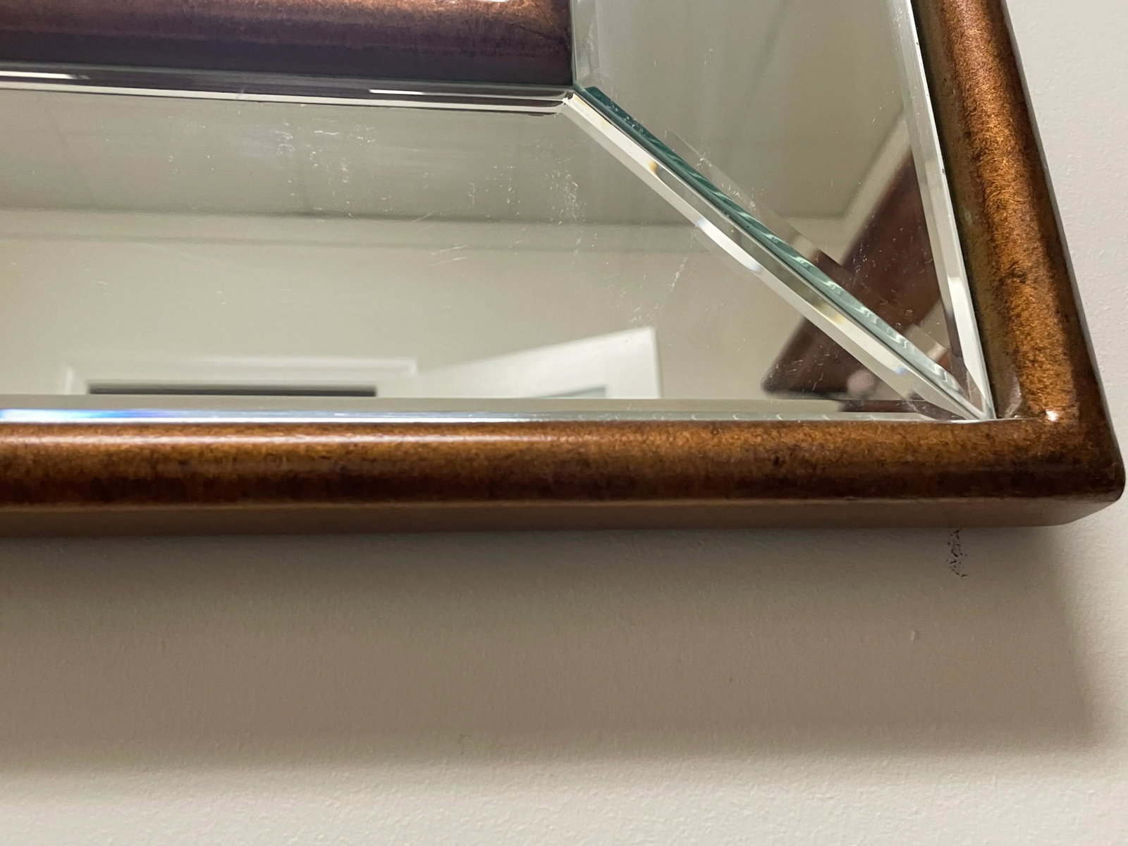 Late 20th Century Bevel on Bevel Mirror in Antique Brass Finish - 6
