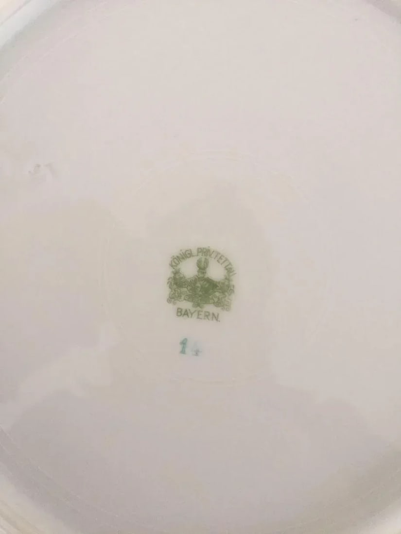 Vintage Cottage Style Gray Rose Pattern Dinner Plates - Set of 10 - 6
