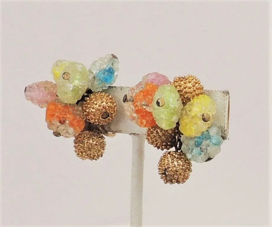 Vintage 1960s Napier "Gum Drop" Colorful Clip Earrings - 2 Pieces - 6