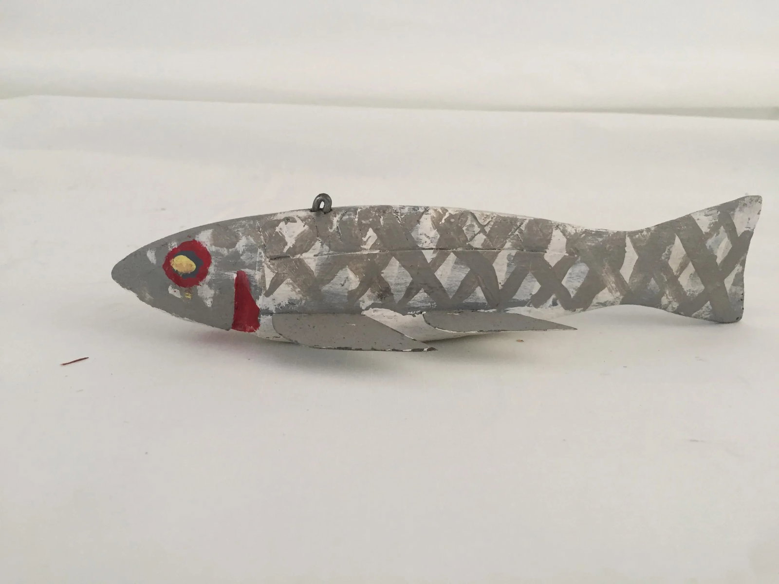 Vintage Hand-Carved Hand Painted 6.75" Ice Fishing Weighted Fish Decoy - 5