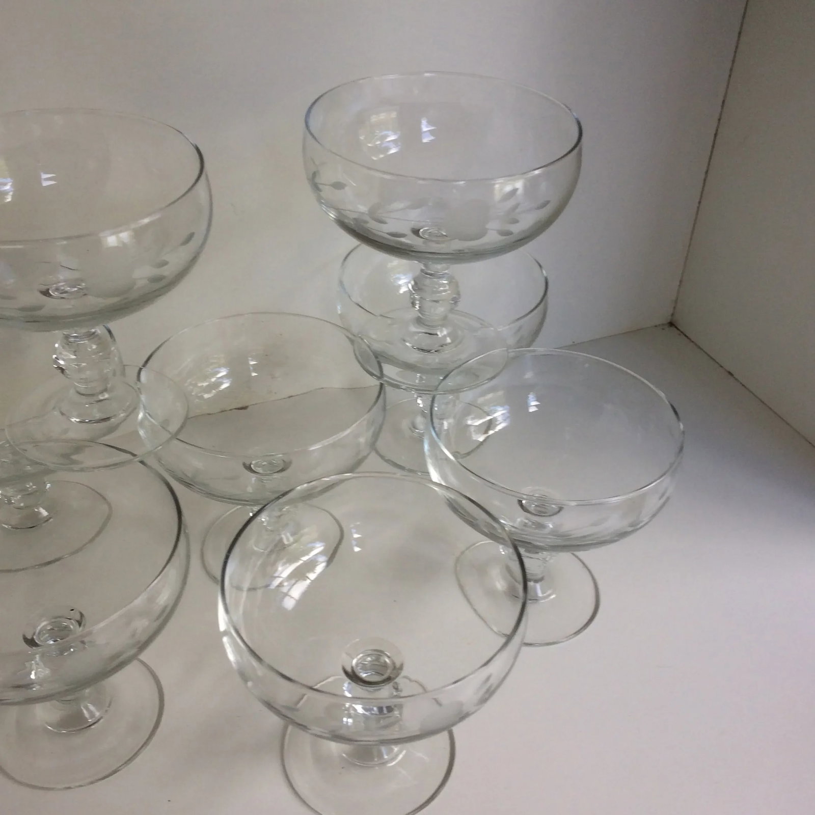 Poppy Etched Crystal Compotes - Set of 8 - 10
