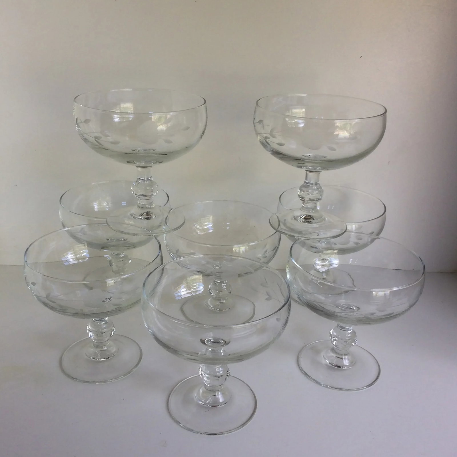 Poppy Etched Crystal Compotes - Set of 8 - 13