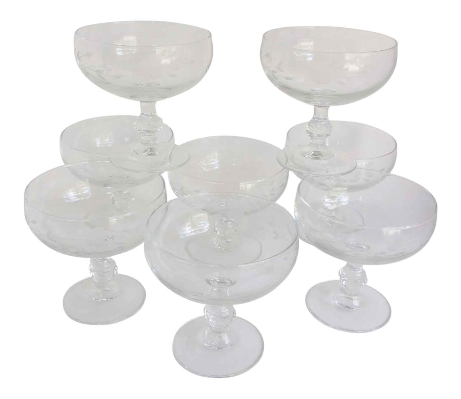 Poppy Etched Crystal Compotes - Set of 8 (1 of 13)