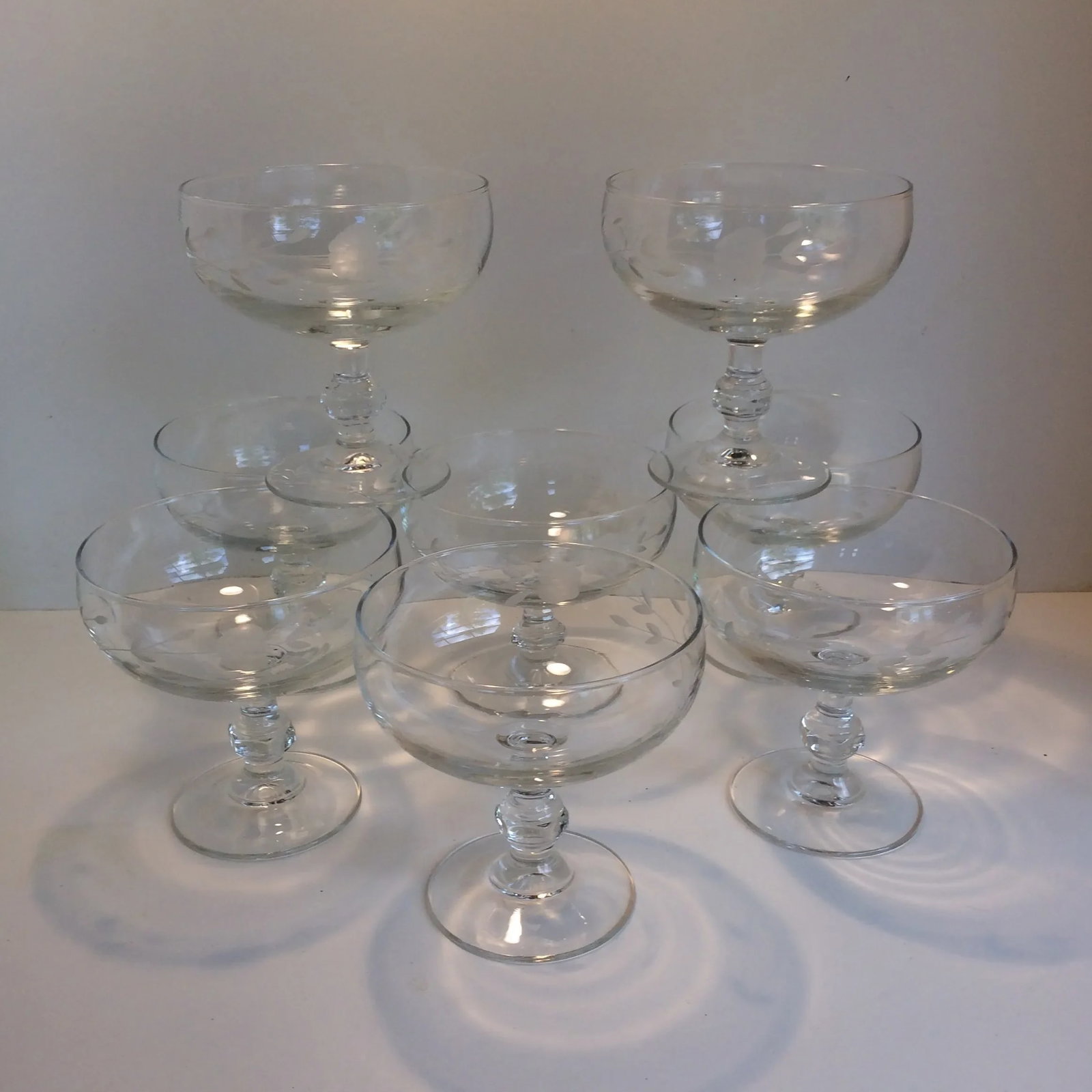 Poppy Etched Crystal Compotes - Set of 8 - 2