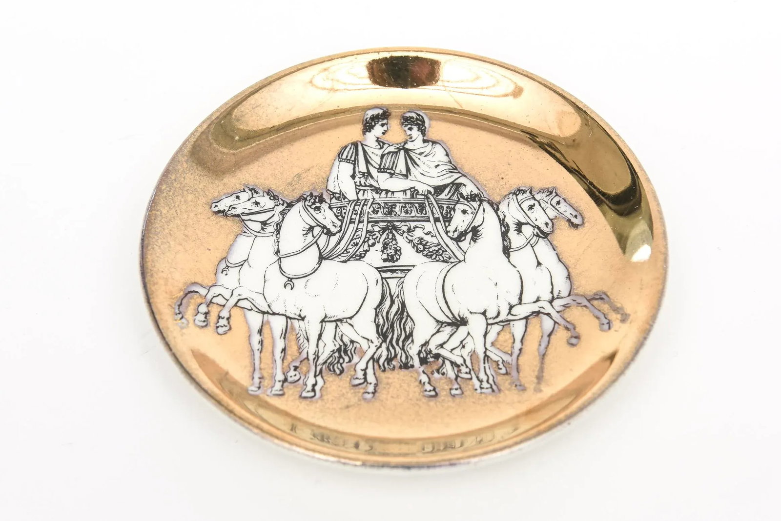 Vintage PIero Fornasetti Gilded Porcelain Chariot Coasters Barware Italy 1950's - 5