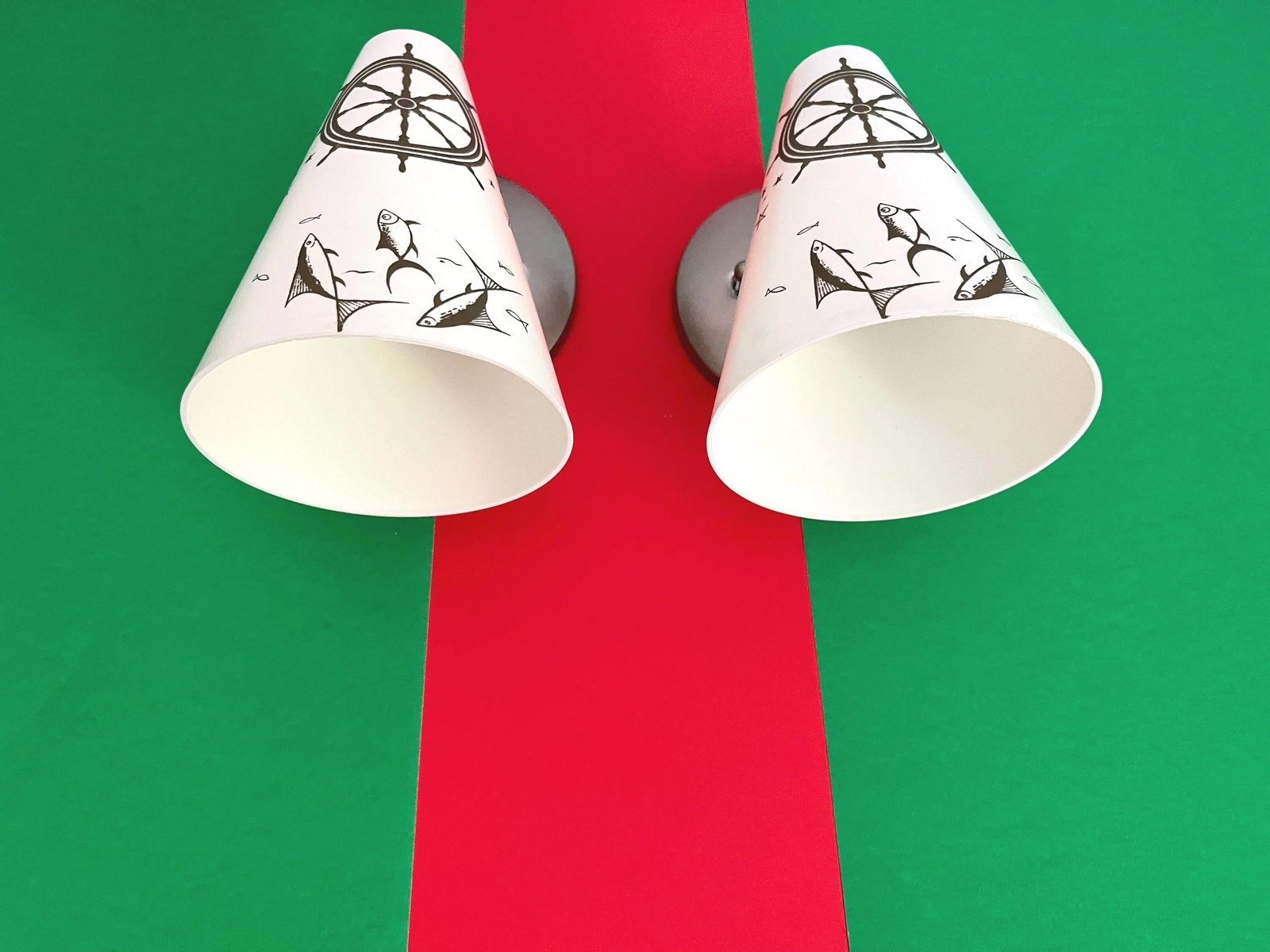 Midcentury Coastal Cone Sconces - A Pair - 11