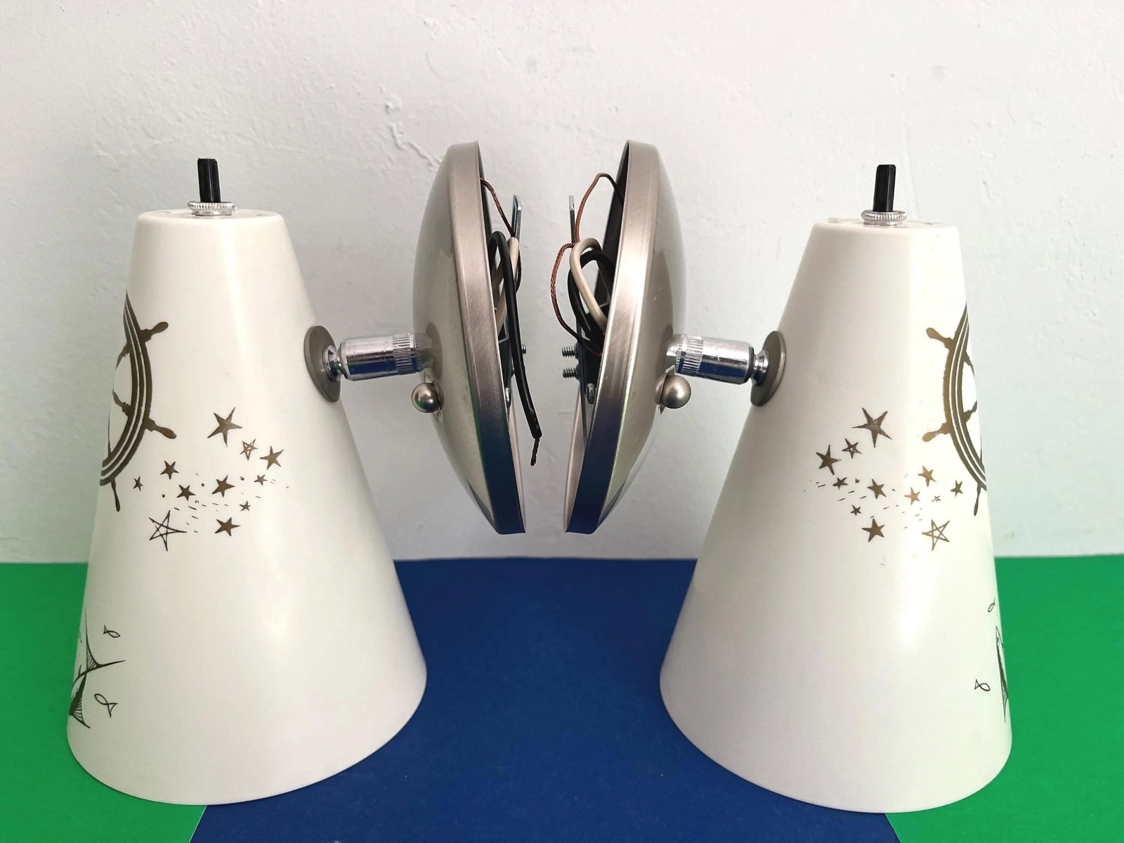 Midcentury Coastal Cone Sconces - A Pair - 17