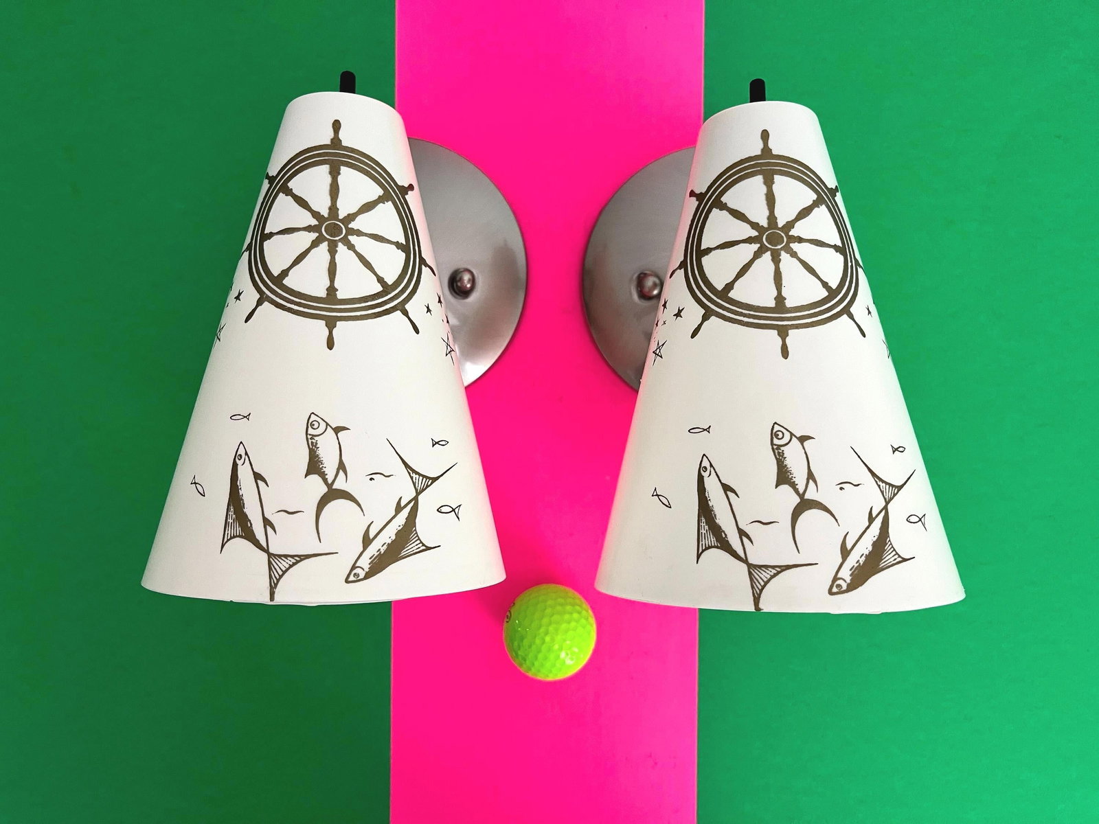 Midcentury Coastal Cone Sconces - A Pair - 6