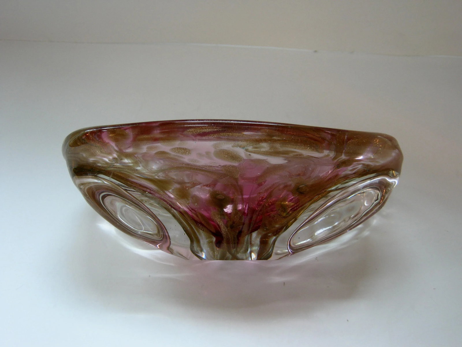 Mid-Century Modern Italian Murano Glass Amethyst and Gold Decorative Bowl - 5